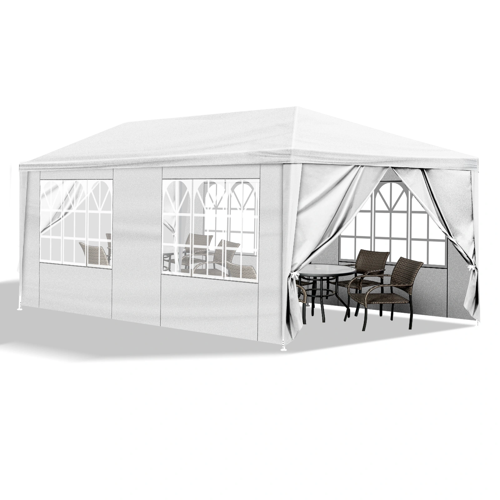 10x20 ft White Outdoor Party Tent with 6 Removable Sidewalls, Waterproof Canopy Wedding Gazebo for Patio & Garden view 4