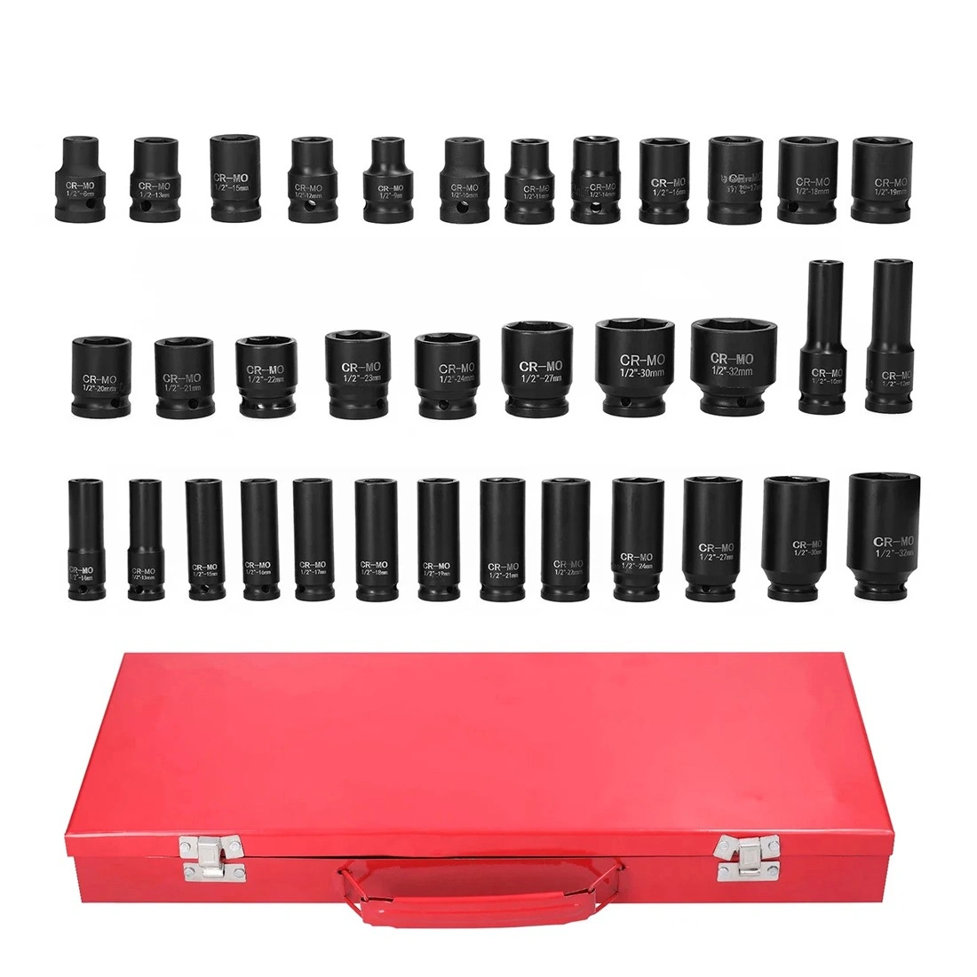 Heavy Duty 40 Piece Deep Impact Socket Set 1/2" Drive Metric 8-32mm for Car Truck view 5