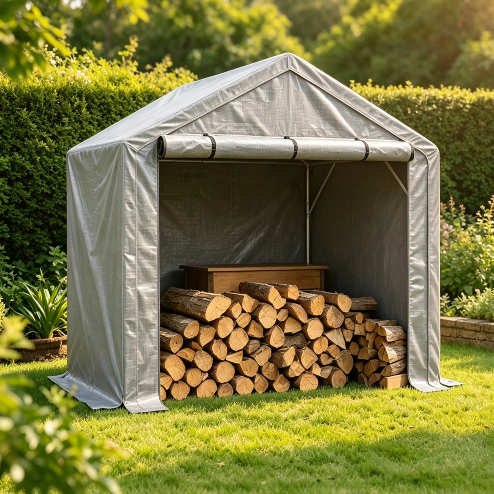 75x67x79 Inch Carport, Heavy Duty Steel Frame Outdoor Garage, Waterproof PE Tarpaulin, UV Resistant Shelter for Car, Firewood, Tools Storage