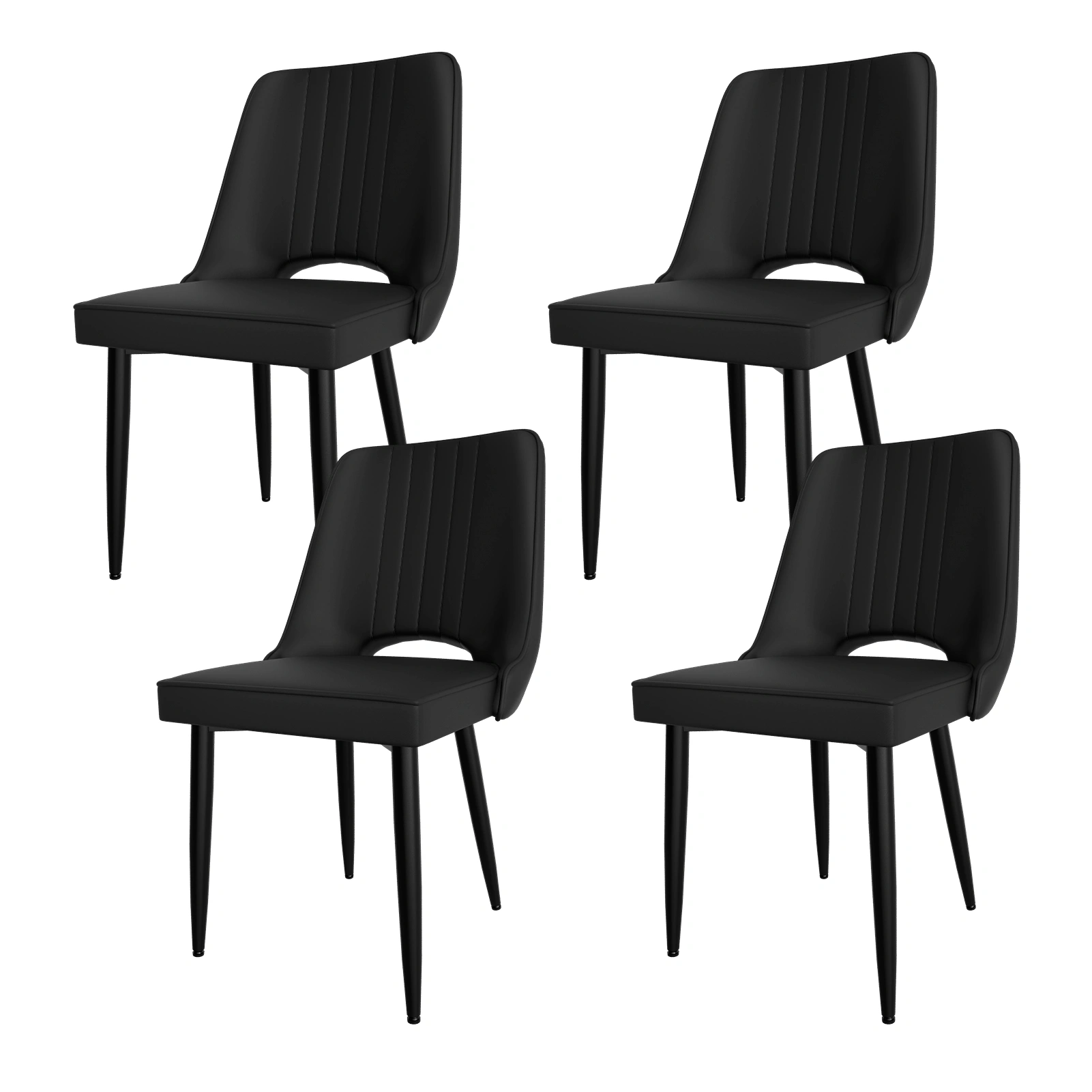 4 PCS Dining Chairs Set, Faux Leather High Back Dining Room Chairs with Metal Legs, Padded Kitchen Chair for Living Room, Bedroom, Modern Upholstered Accent Chair