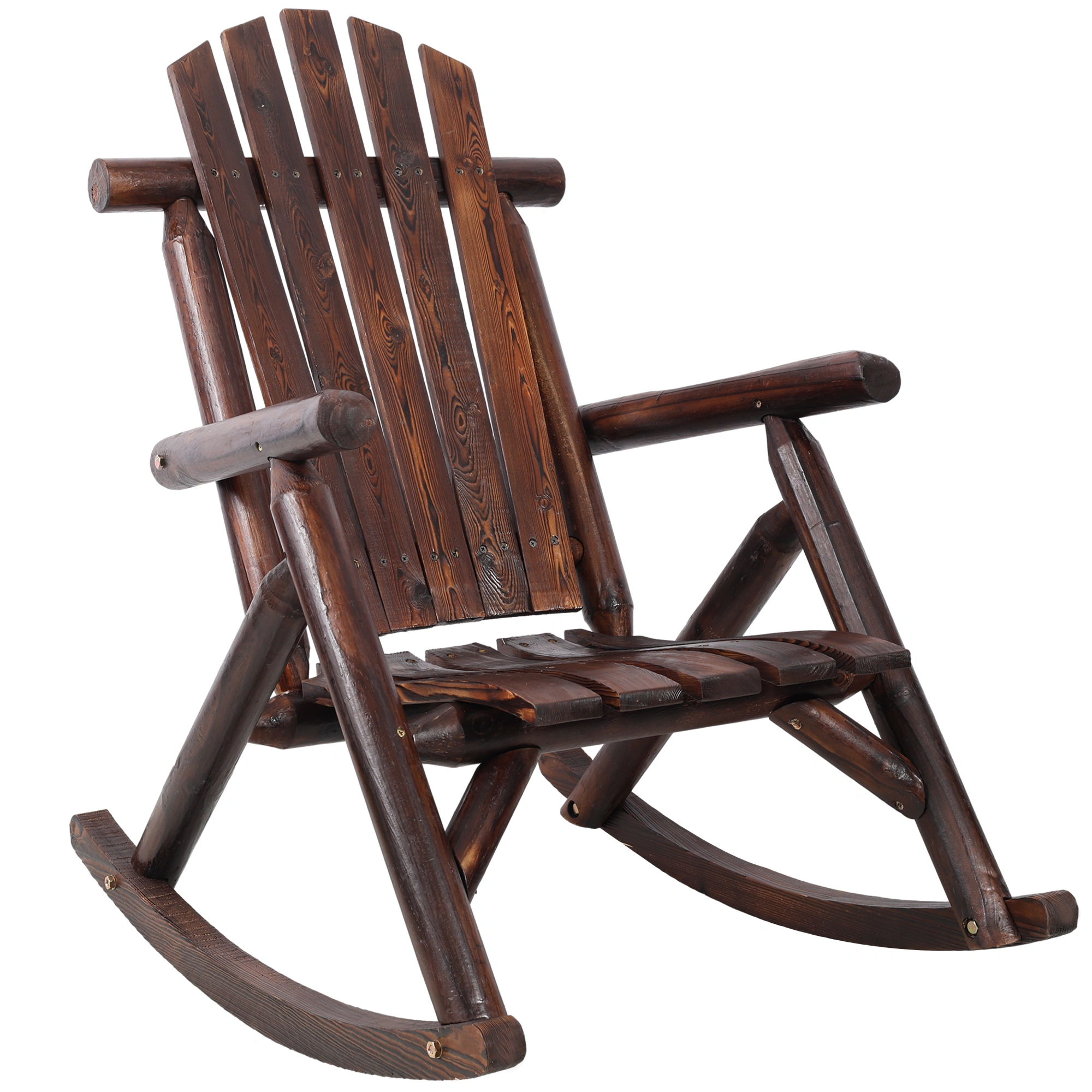 Solid Fir Wood Porch Rocker Chair - Outdoor Garden Patio Rocking Chair, Brown, Heavy Duty