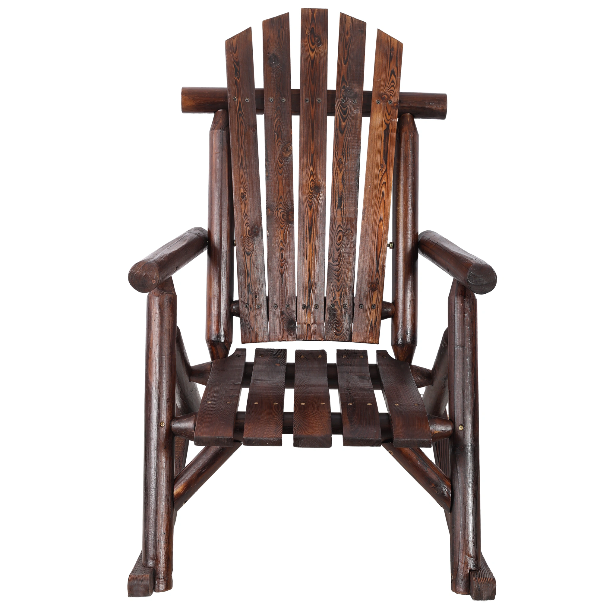 Solid Fir Wood Porch Rocker Chair - Outdoor Garden Patio Rocking Chair, Brown, Heavy Duty view 2