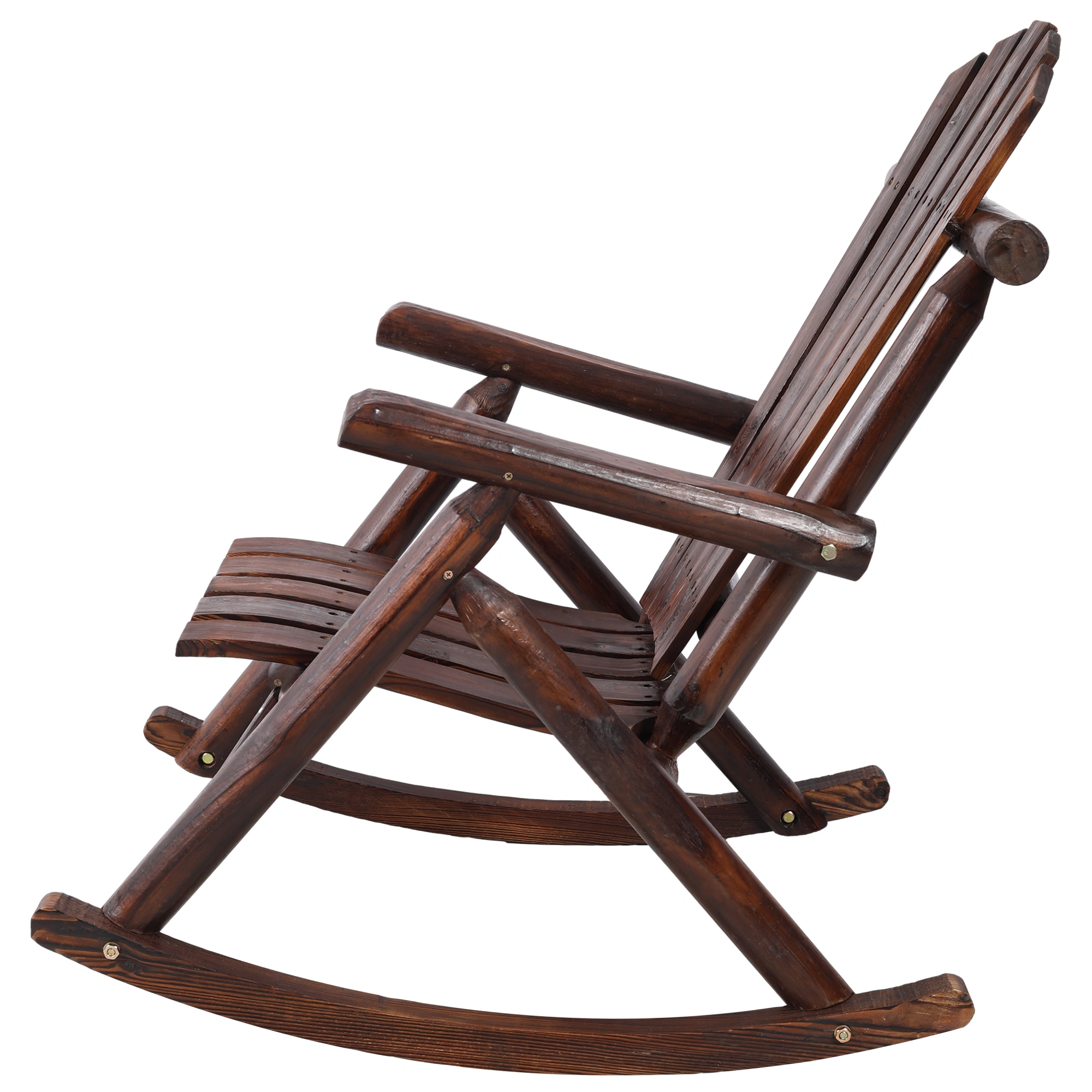 Solid Fir Wood Porch Rocker Chair - Outdoor Garden Patio Rocking Chair, Brown, Heavy Duty view 5