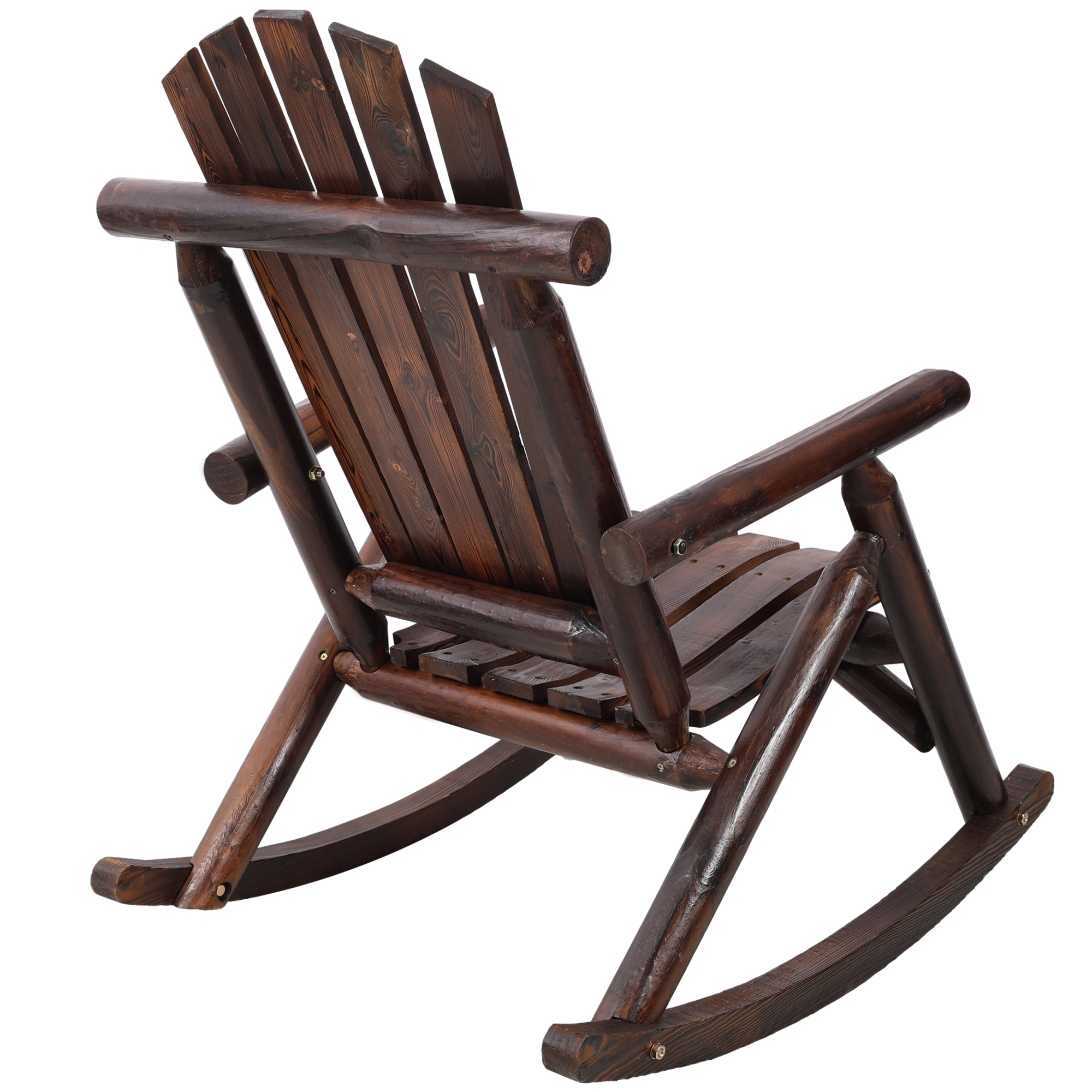 Solid Fir Wood Porch Rocker Chair - Outdoor Garden Patio Rocking Chair, Brown, Heavy Duty view 9