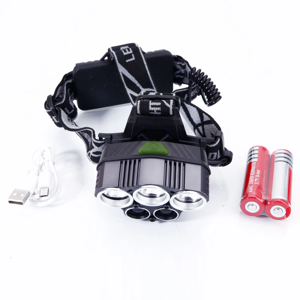 5-LED 5000LM 3 Modes White Light Aluminum Alloy LED Headlamp Torch Black view 2