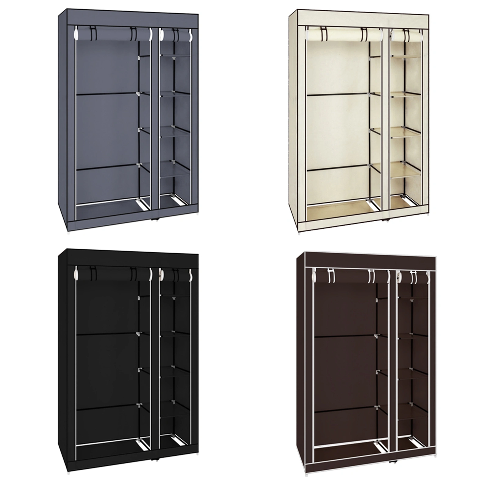 67" Portable Clothes Closet Wardrobe with Non-woven Fabric and Hanging Rod Quick and Easy to Assemble Black view 19
