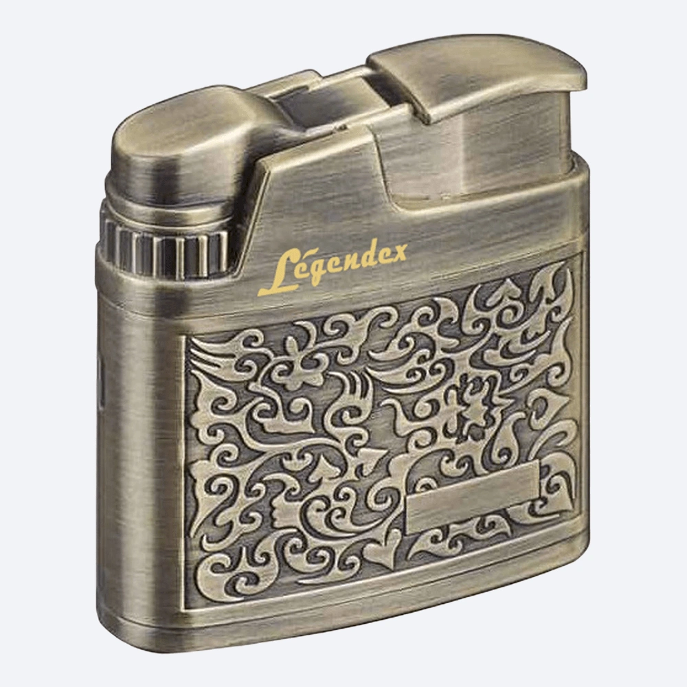 LEGENDEX CLIMBER Windproof Lighter, Antique Brass, Arabesque Pattern, Vintage Style, Refillable Adjustable Flame for Cigar, Cigarette, Kitchen, Outdoor