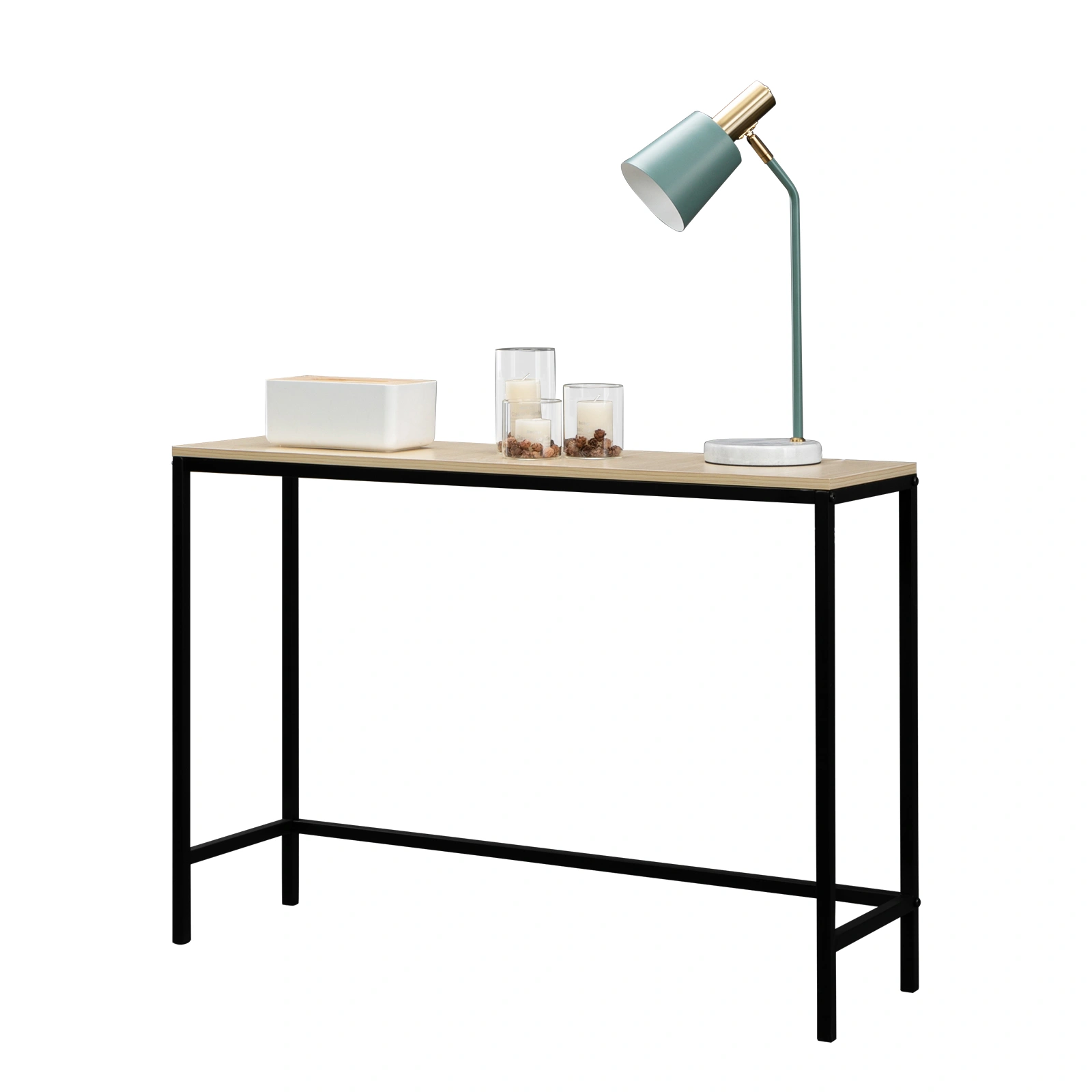 Industrial Style Porch Table Single Layer Light Walnut Color Triamine Board Side Table for Home Living Room view 3
