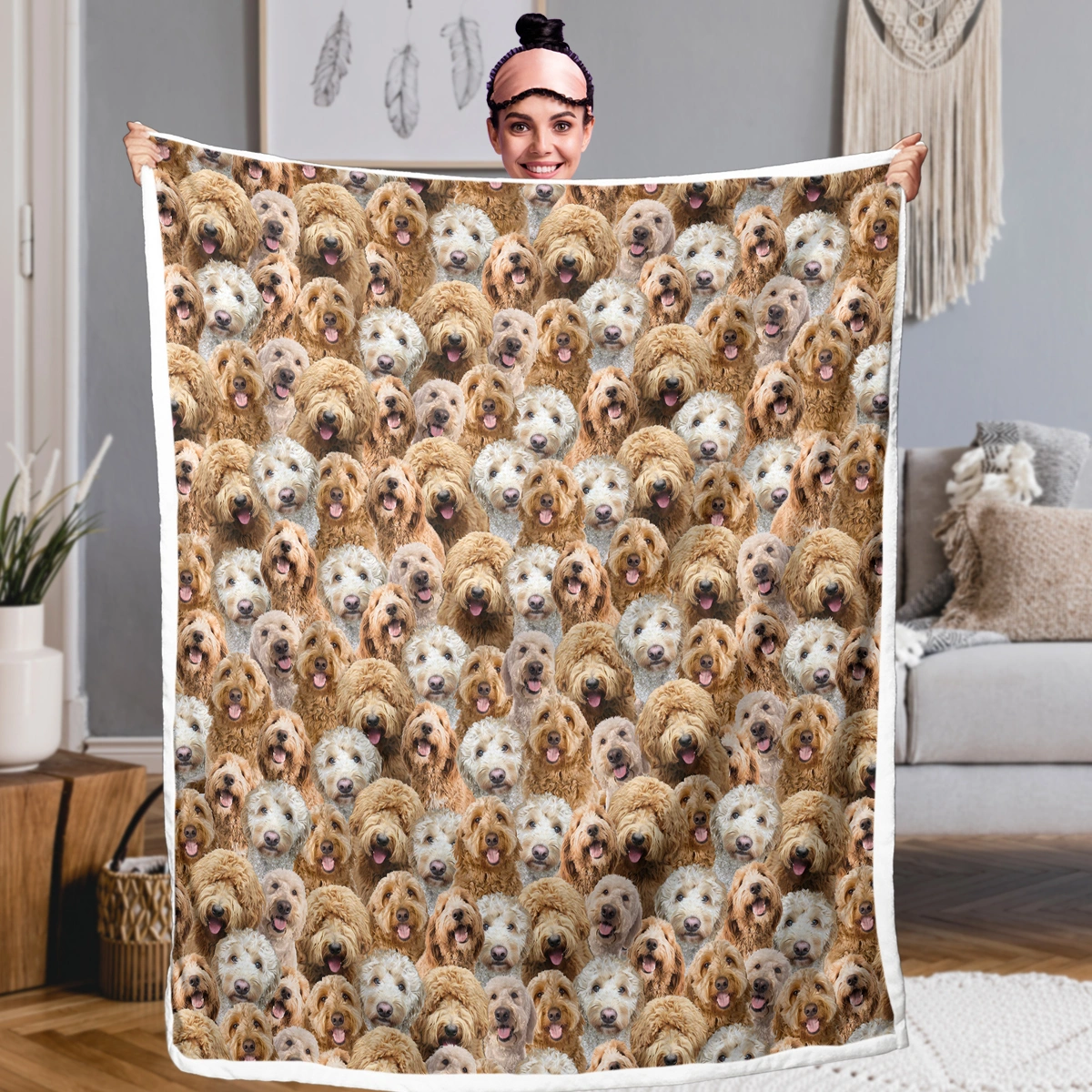 Cockapoos Fleece Blanket Sherpa Throw 130x150cm Single Cute Puppy Dog Pattern Fuzzy Blanket for Kids Adults Women Travel Gift view 2