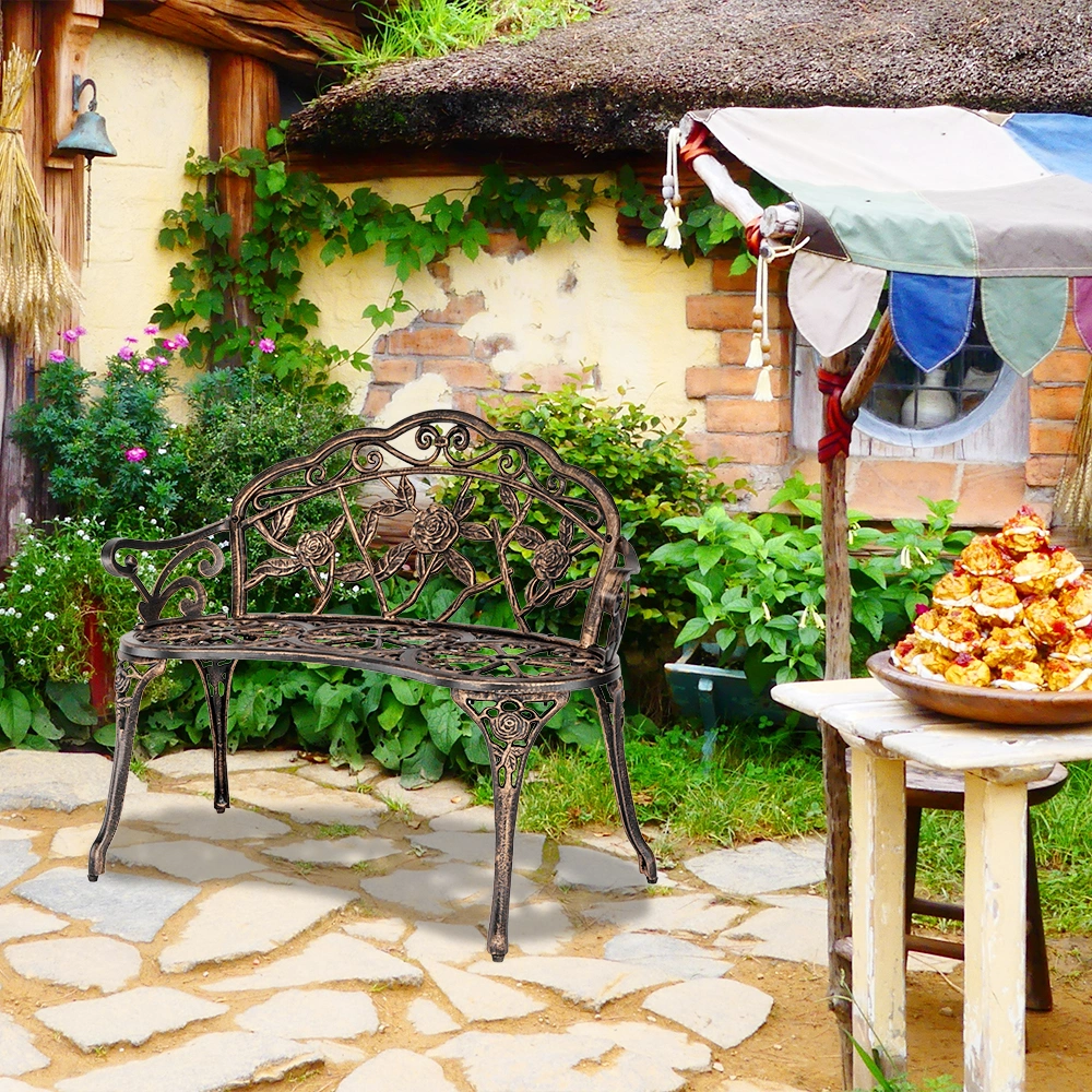 38.5" Cast Aluminum Outdoor Courtyard Decoration Park Leisure Rose Chair view 10