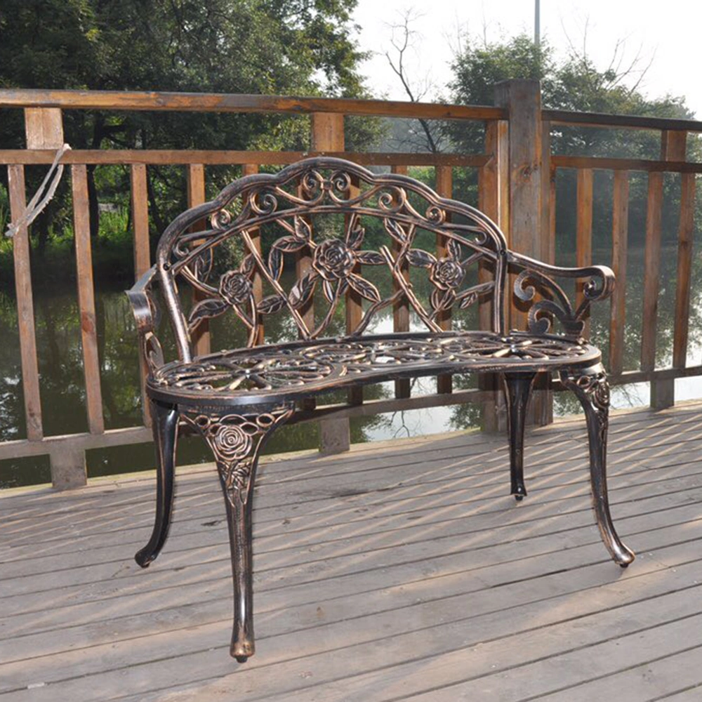 38.5" Cast Aluminum Outdoor Courtyard Decoration Park Leisure Rose Chair view 6