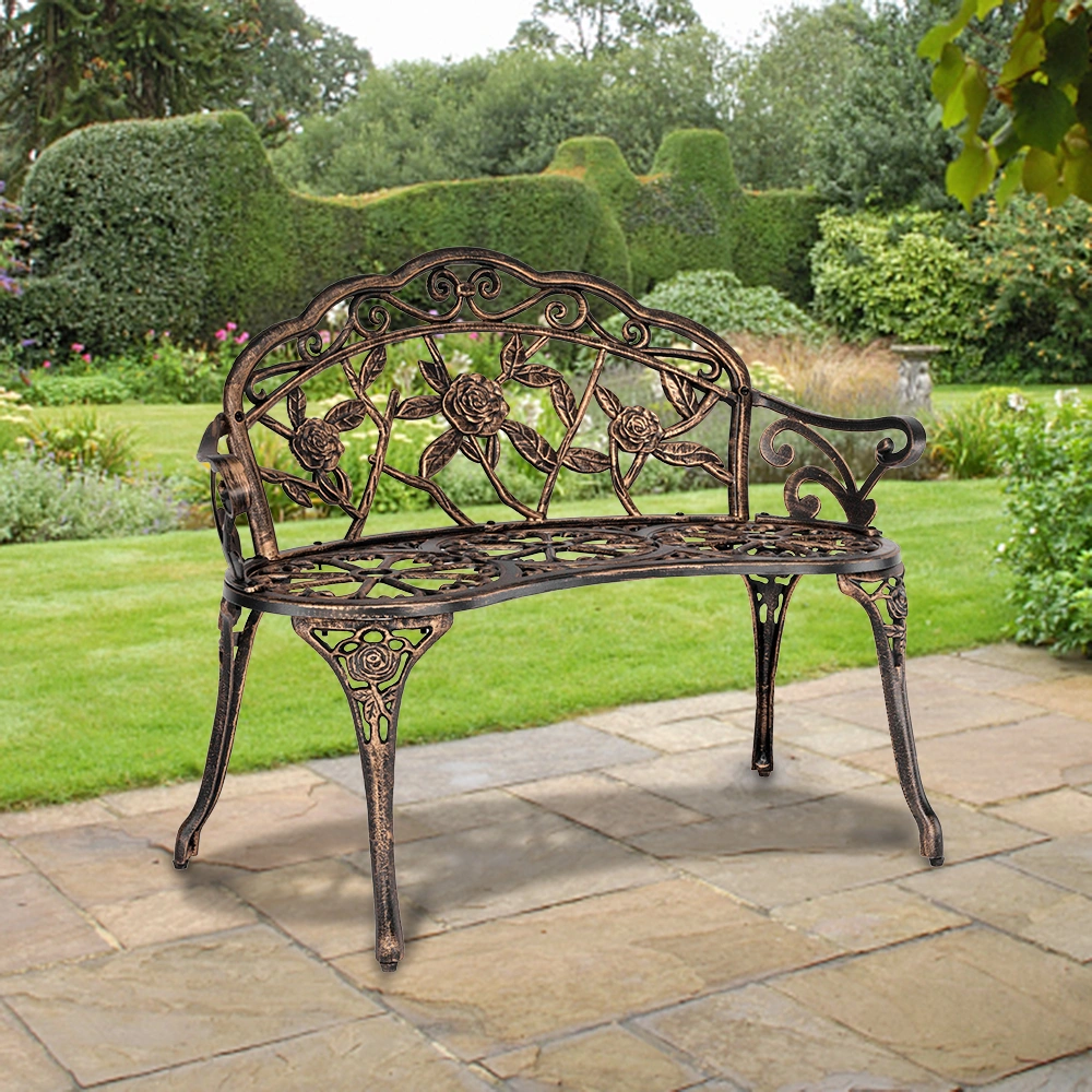 38.5" Cast Aluminum Outdoor Courtyard Decoration Park Leisure Rose Chair view 9
