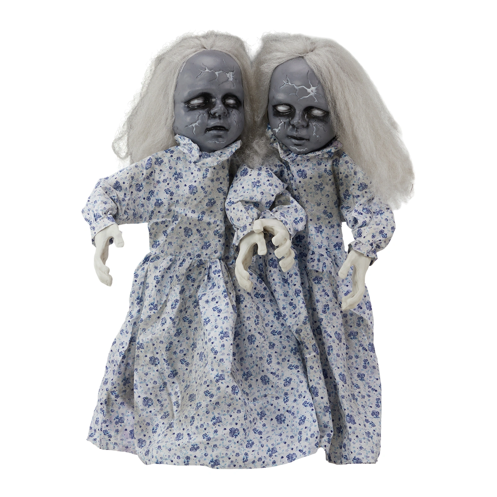 2.8ft Twin Girls Halloween Standing Decoration, Outdoor Indoor Yard Haunted House Props Spooky Lawn Figure for Party Home Garden