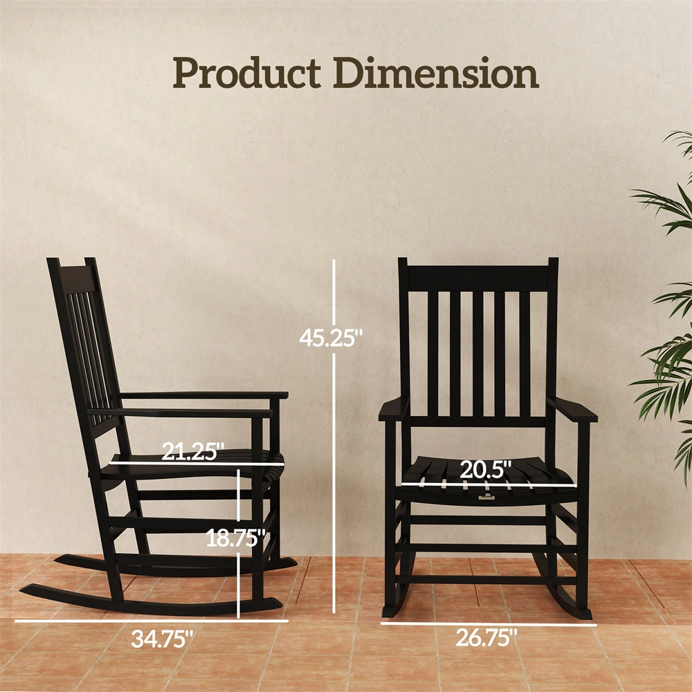 Garden Rocking Chair - Outdoor Wooden Glider Chair with Cushion, Classic Rocker Design for Patio Yard Lawn Porch Decoration view 2