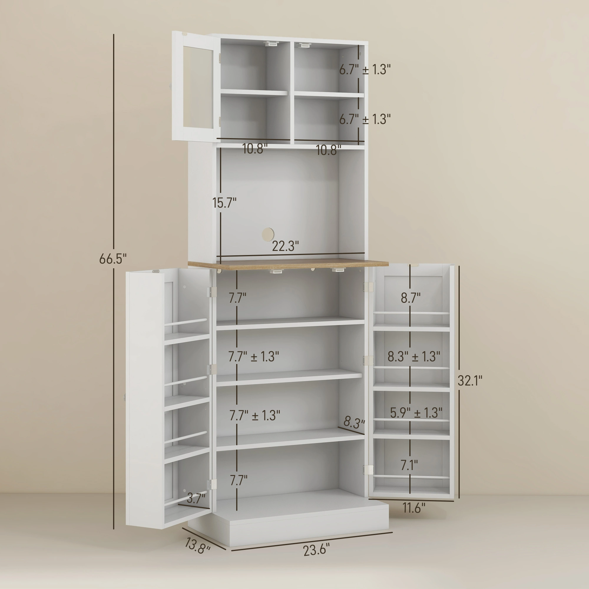 3-Tier Kitchen Storage Cabinet with Drawers and Shelves - Space Saving Organizer for Countertop view 2