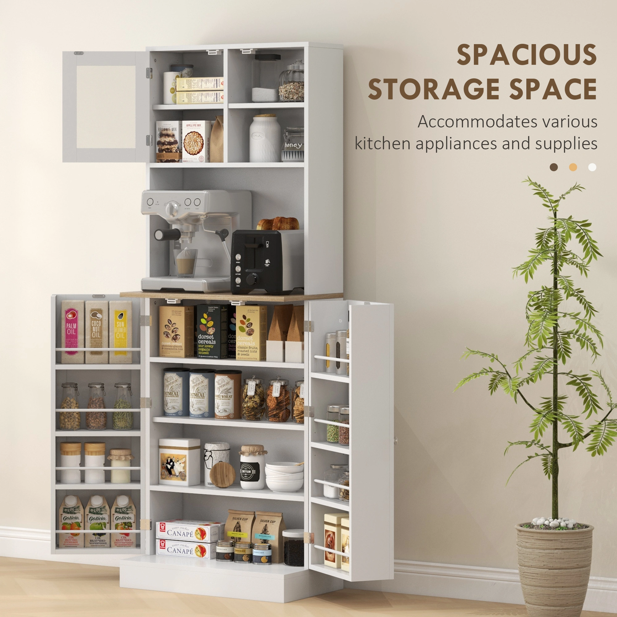 3-Tier Kitchen Storage Cabinet with Drawers and Shelves - Space Saving Organizer for Countertop view 3