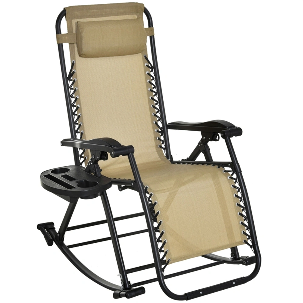 Garden Rocking Chair - Outdoor Wooden Glider Chair with Cushion, Classic Rocker Design for Patio Yard Lawn Porch Decoration view 2