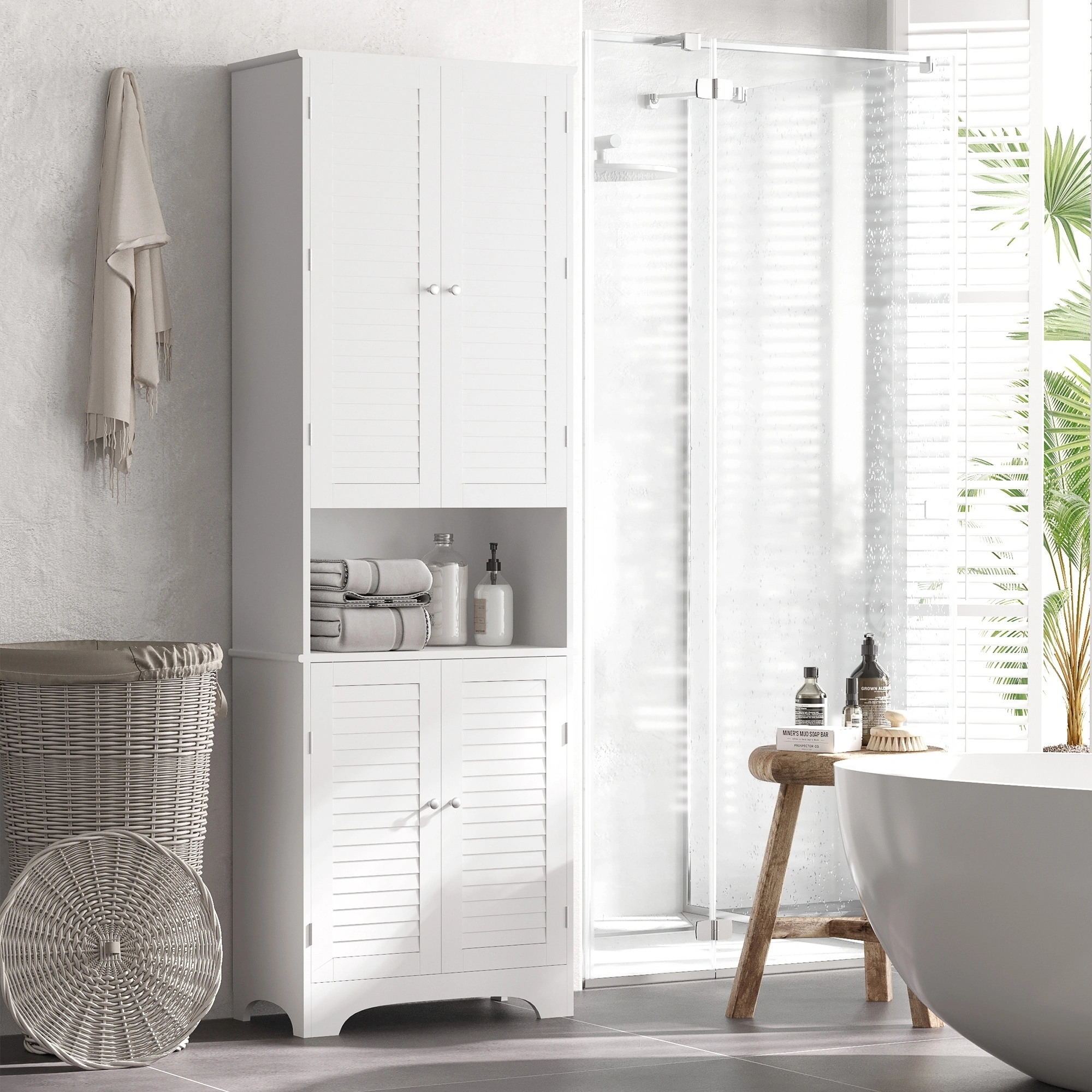 Double Sink Bathroom Vanity Cabinet, Wall Mount Storage Organizer with Mirror, Modern Bathroom Sink Cabinet for Home