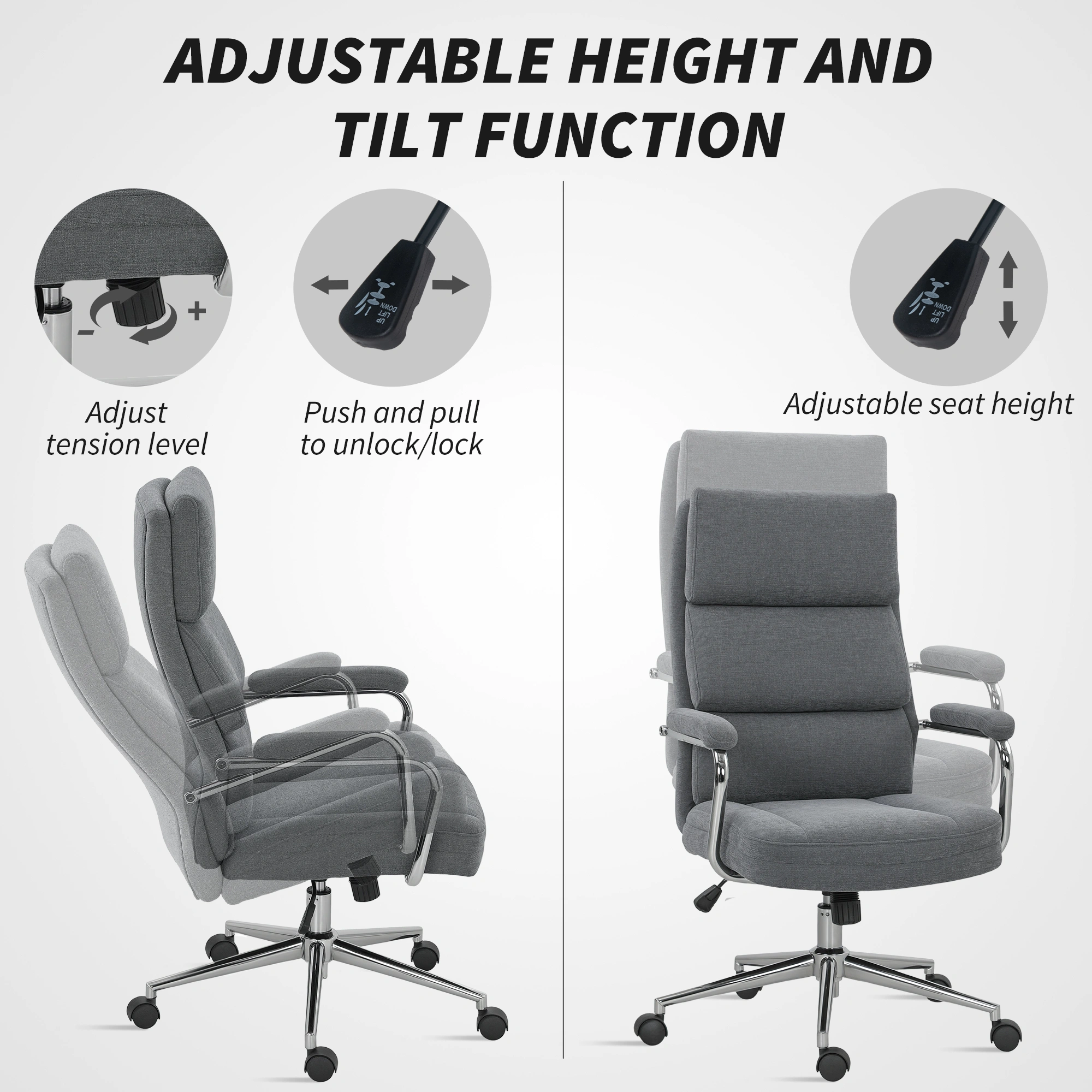 Modern Computer Gaming Chair, Adjustable Height Swivel Desk Chair with Armrests for Home Office view 5