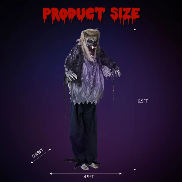 6.9ft Werewolf Outdoor Halloween Decorations view 3