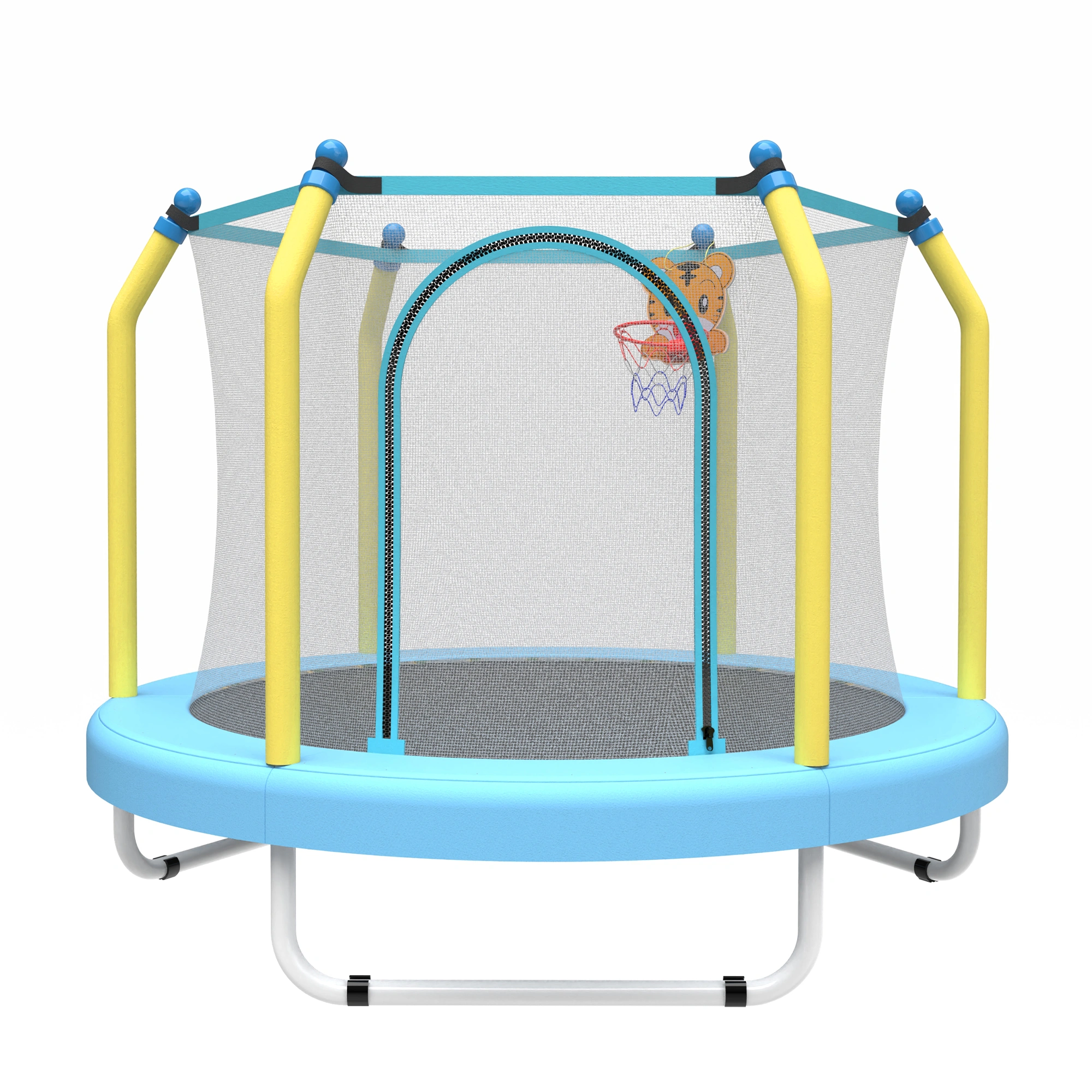 55 Inch Kids Trampoline Indoor Outdoor with Basketball Hoop, Toddler Mini Trampoline for Children view 3