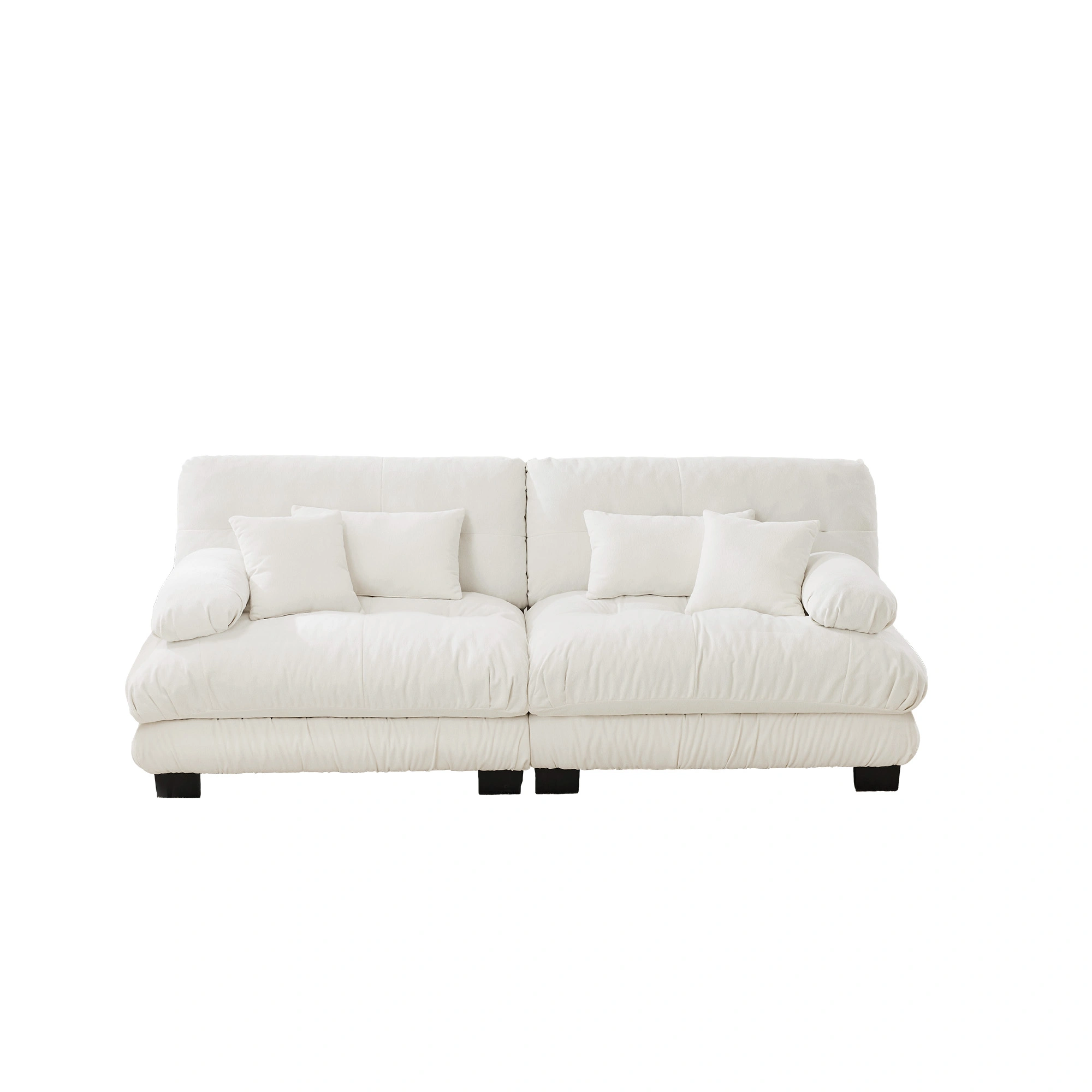 Cloud Couch 2 Seater Sofa Living Room, Chenille White 2-Seat Sofa with 2 Lumbar Pillows & 2 Throw Pillows view 10