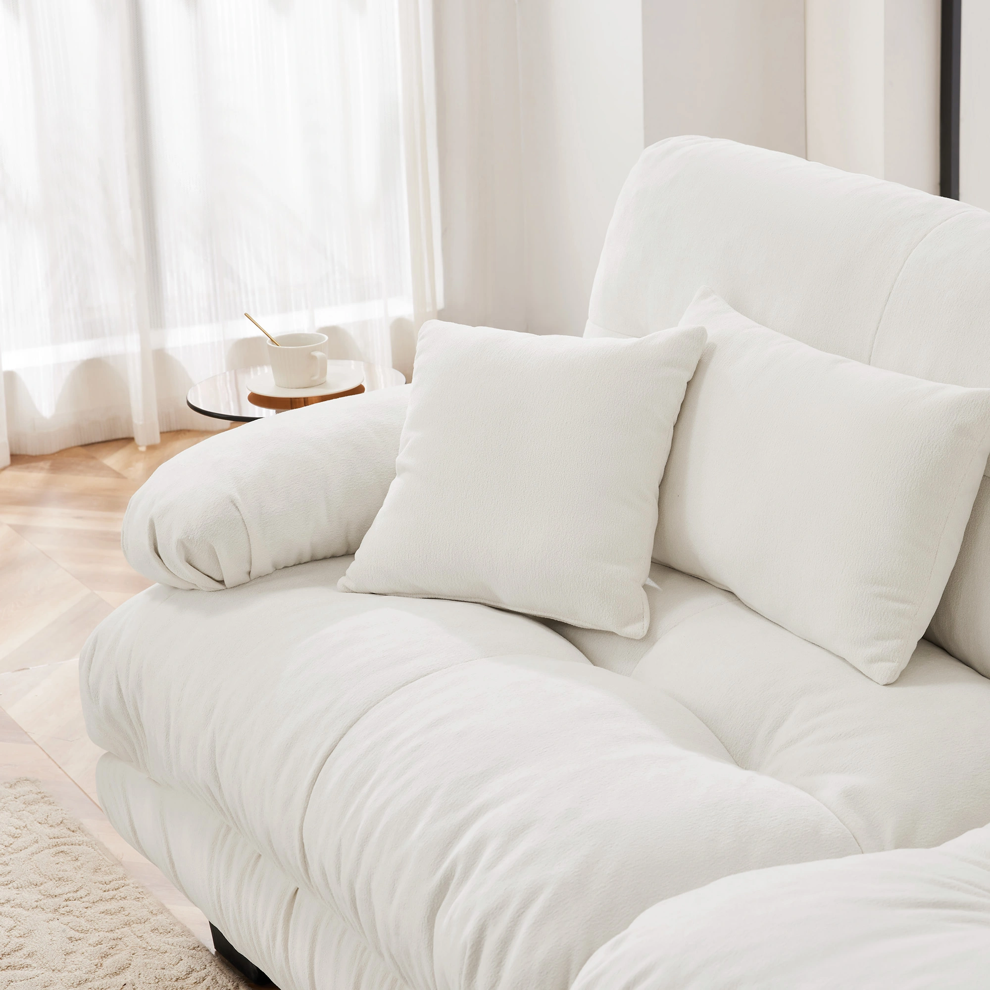 Cloud Couch 2 Seater Sofa Living Room, Chenille White 2-Seat Sofa with 2 Lumbar Pillows & 2 Throw Pillows view 17
