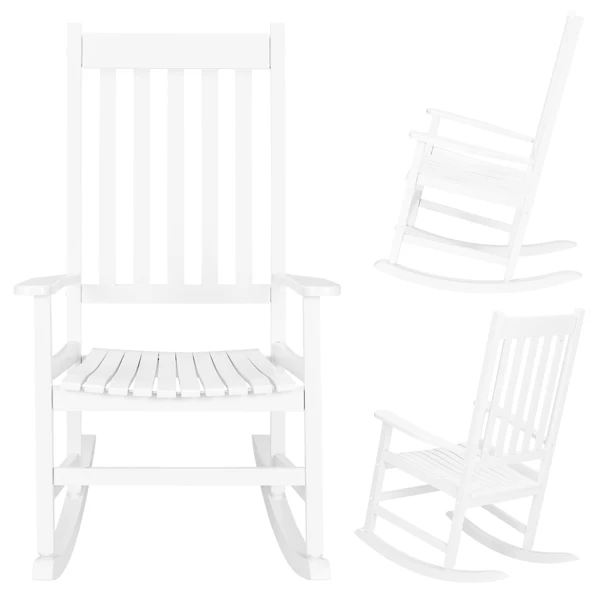 68.5*86*115CM Square Wooden Rocking Chair White view 6