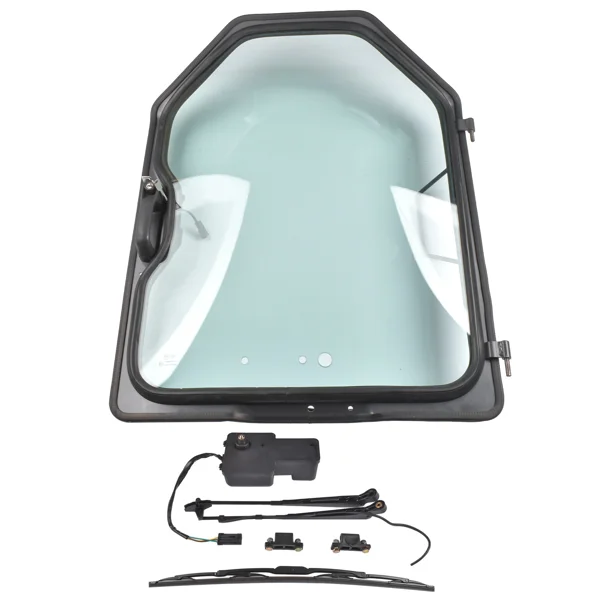 Front Door Frame & Window Assembly with Wiper + Motor Replacement for Bobcat S130 S150 S160 S175 S185 T110 T140 T180 T190 T200