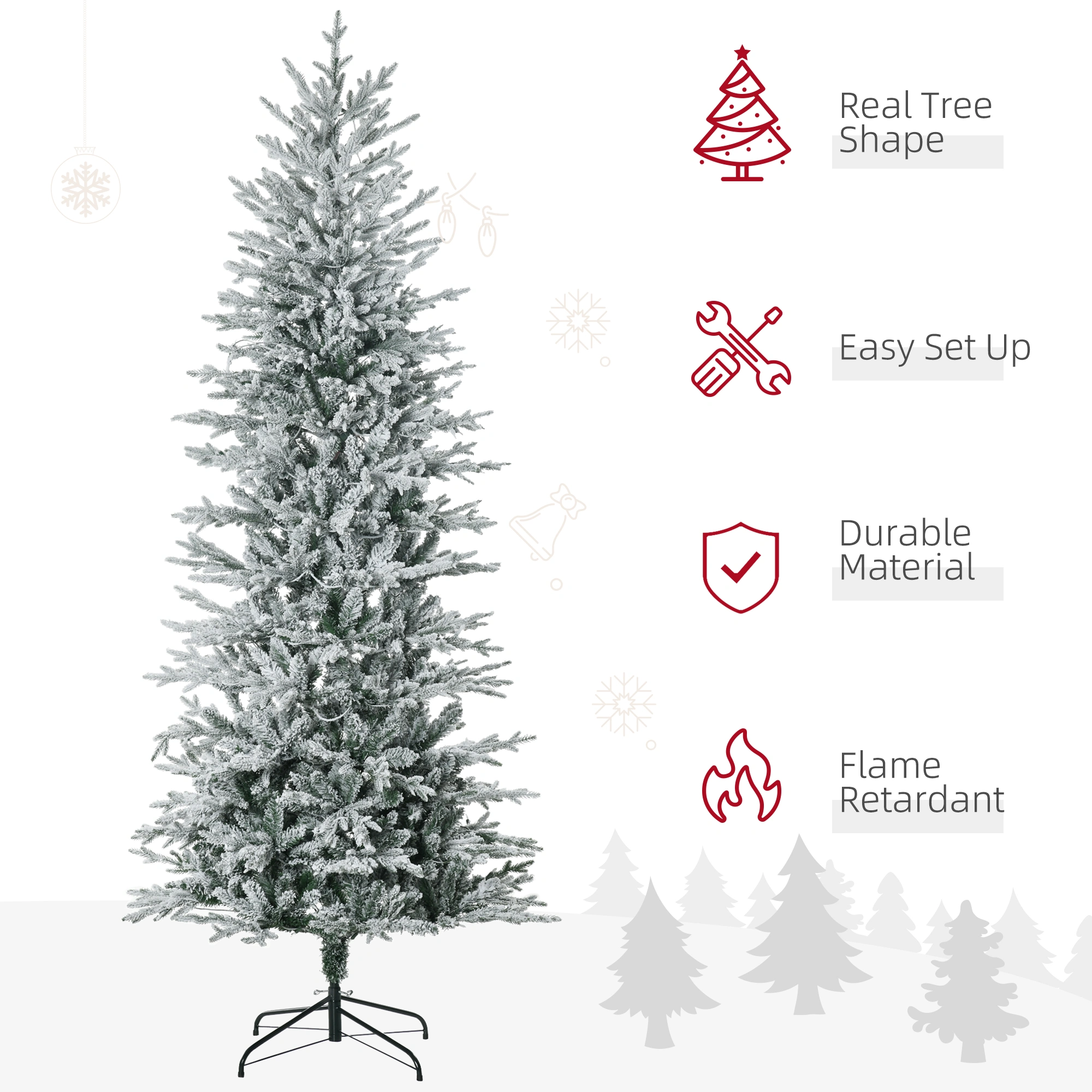 5ft Artificial Christmas Tree, Pre-Lit Wreath with Ornaments, Full Pine Needle Tree, Classic Holiday Decoration for Home & Party view 3