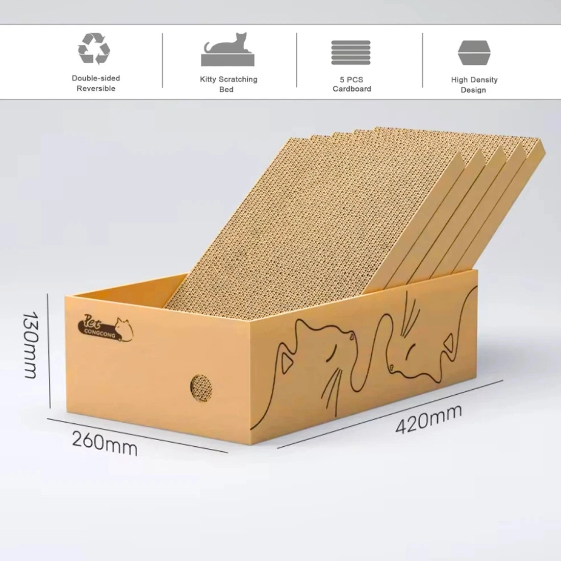 5 Pack Cat Scratching Board - Cardboard Scratch Pad Box for Kitten & Cat Claws view 4