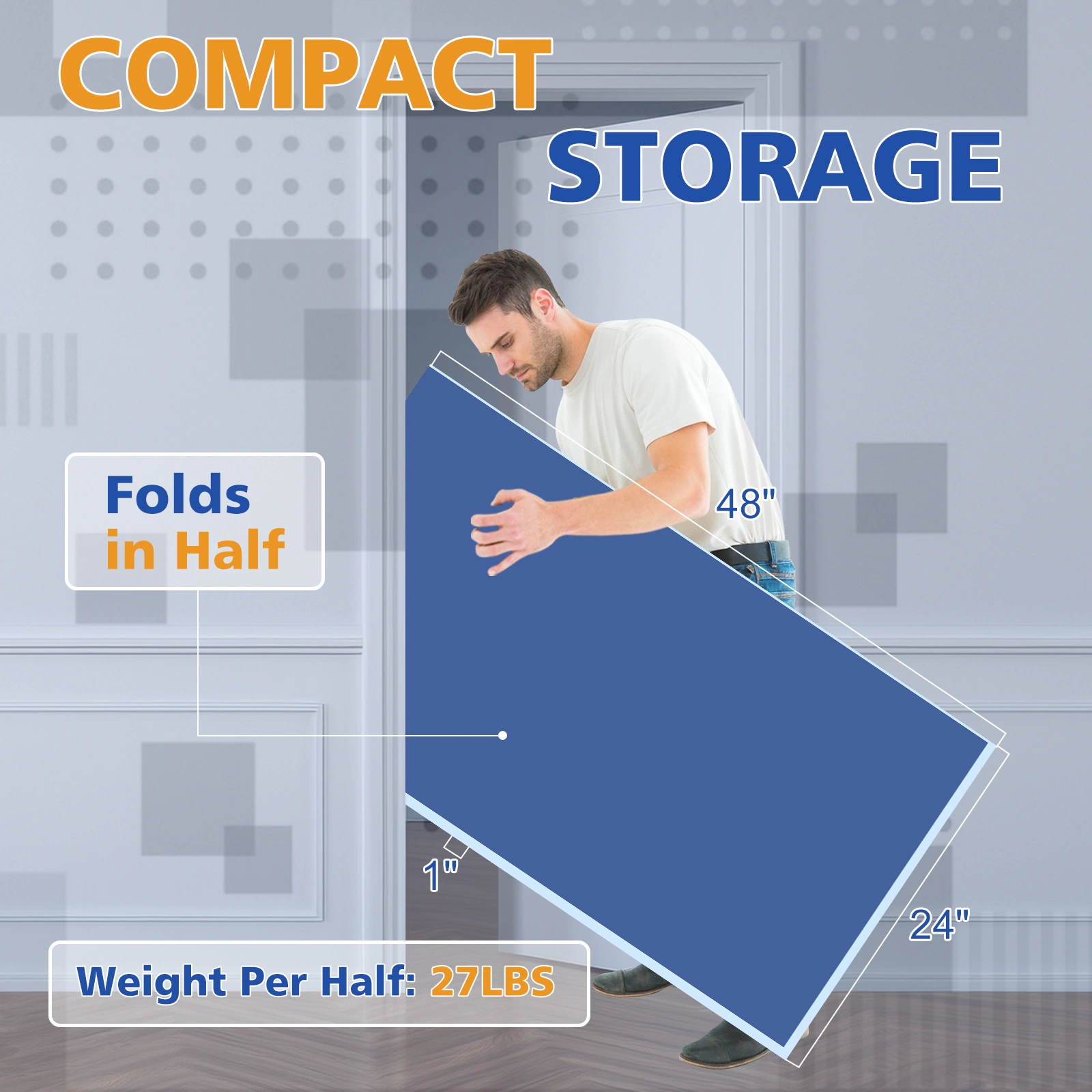 8ft Blue Ping Pong Table Top, Foldable & Portable Table Tennis Conversion Top for Indoor Games view 2