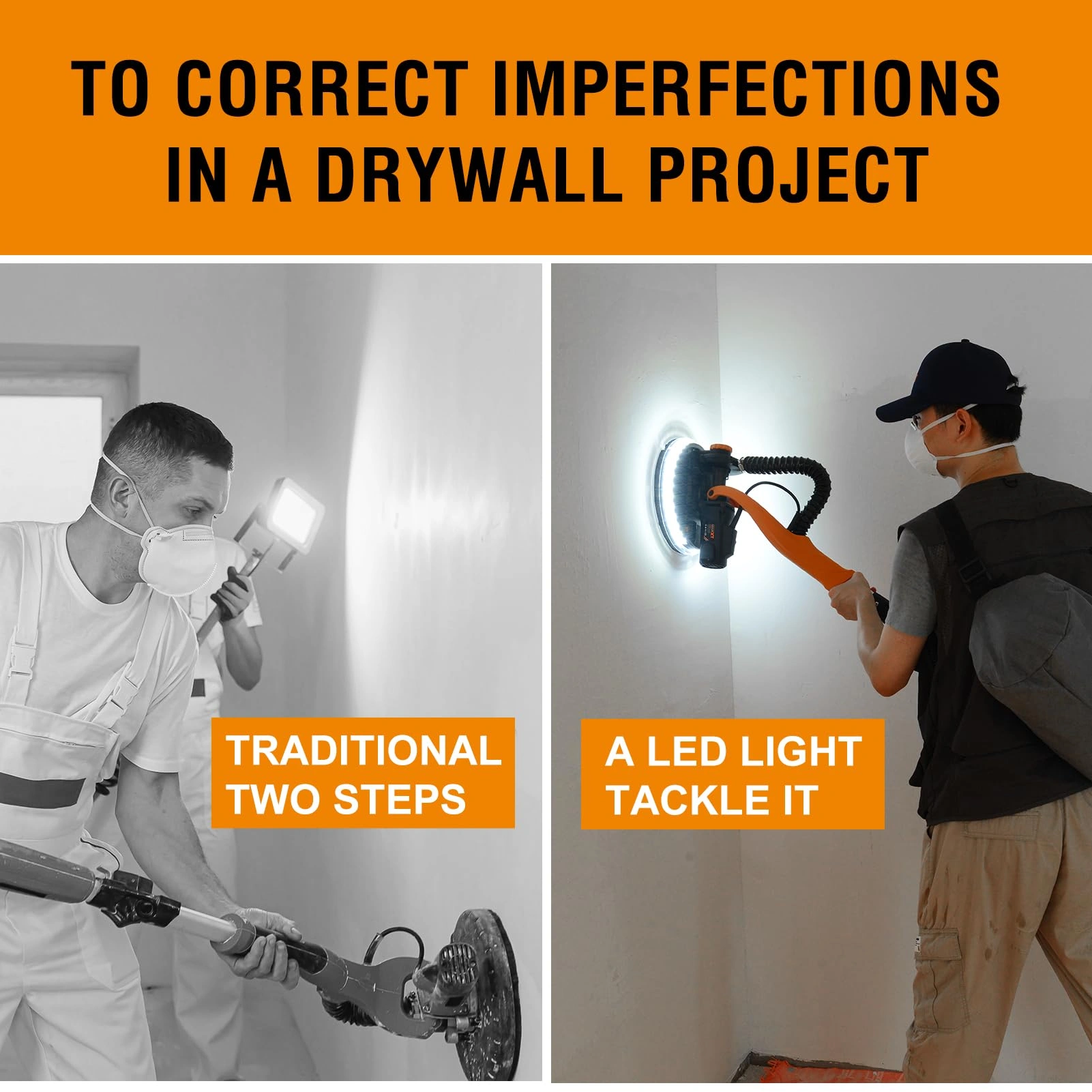 Drywall Sander with Vacuum Dust Collection, 6 Variable Speed Foldable Telescopic Electric Wall Sander, Popcorn Ceiling Removal Tool[Unable ship on weekends, TK/TEMU only for pickup, only TX10643 warehouse supports GOFO] view 3