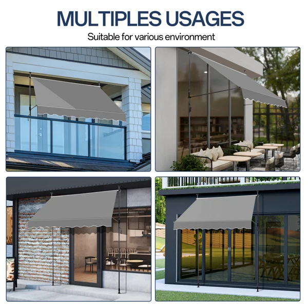 78.7"D x 47.2"W x(78.7 -118.1)"H Retractable Awning Grey view 5