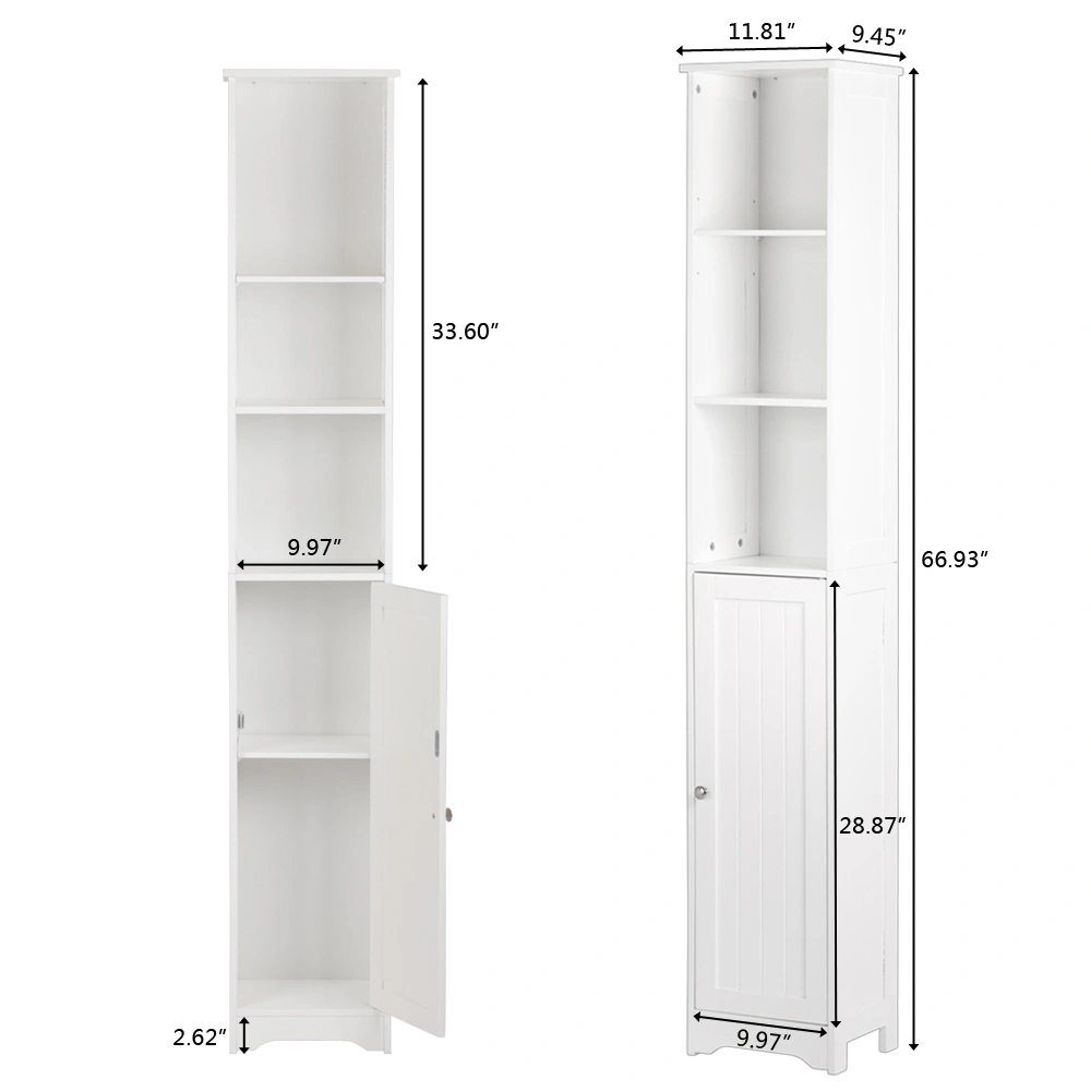 One Door & Three Layers Bathroom Cabinet White view 7