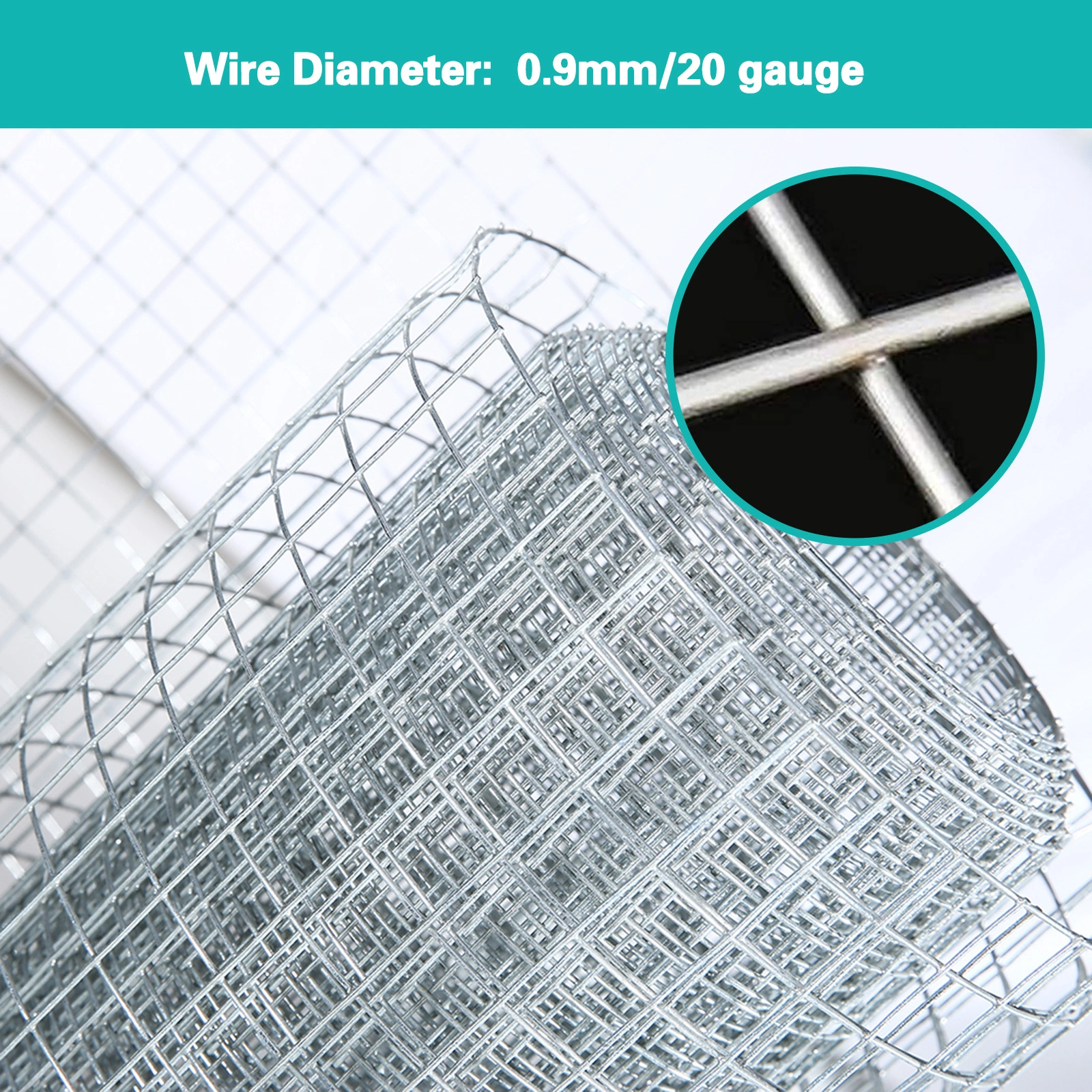 Heavy Duty Wire Mesh Roll for Garden Fence, Chicken Coops & Enclosures - Durable Galvanized Steel Grid Panel