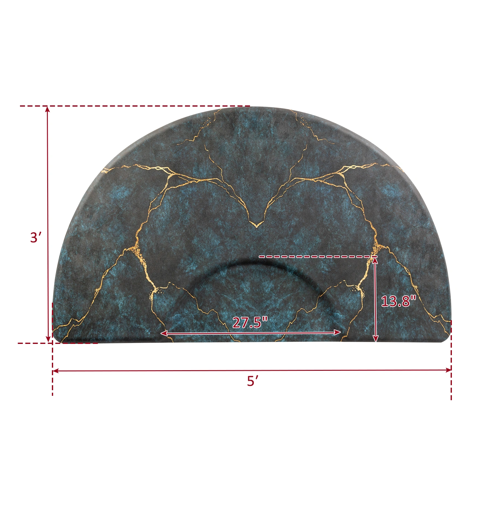 Salon Chair Mat 3'x5' Semi Circle Anti-Fatigue Barber Shop Floor Mat, 5/8" Thick Rock Pattern Hair Styling Station Office Comfort Mat view 10