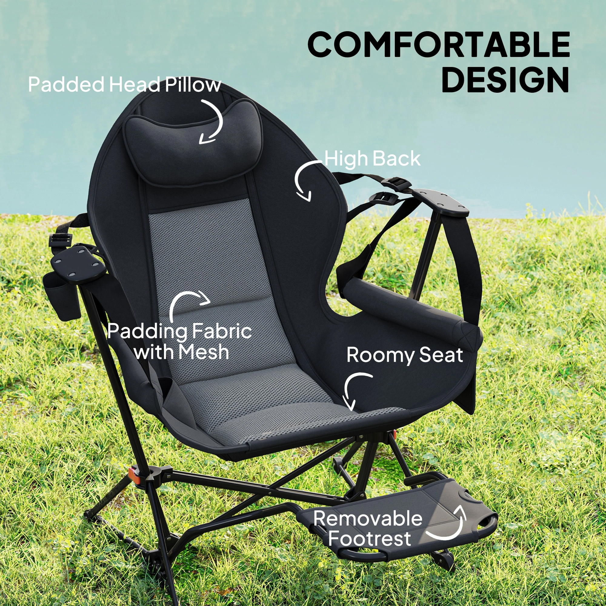 Hammock Camping Chair with Stand Portable Foldable Double Hammock Chair for Outdoor Garden Patio Travel view 2