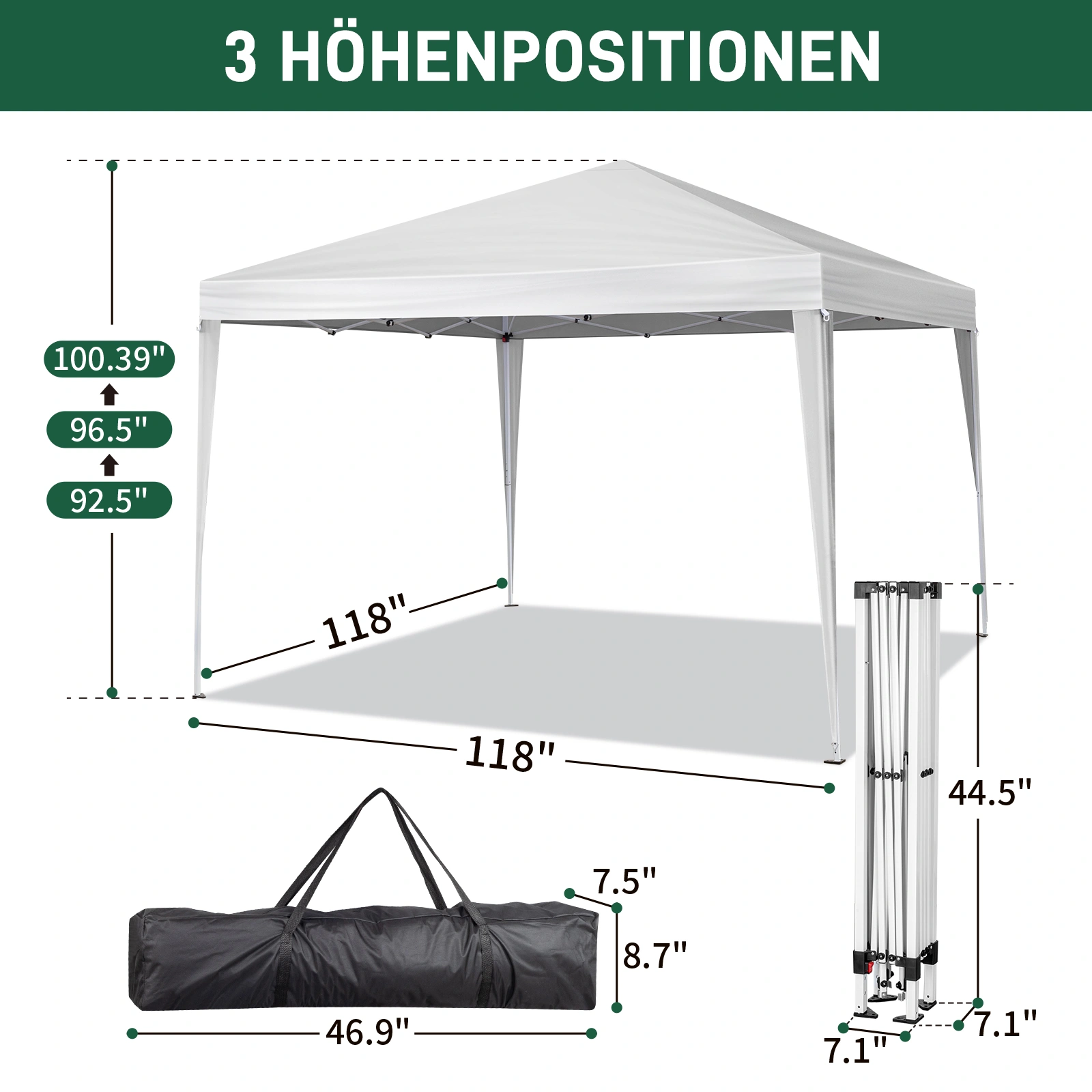 3 x 3m Two Doors & Two Windows Practical Waterproof Right-Angle Folding Tent White view 2