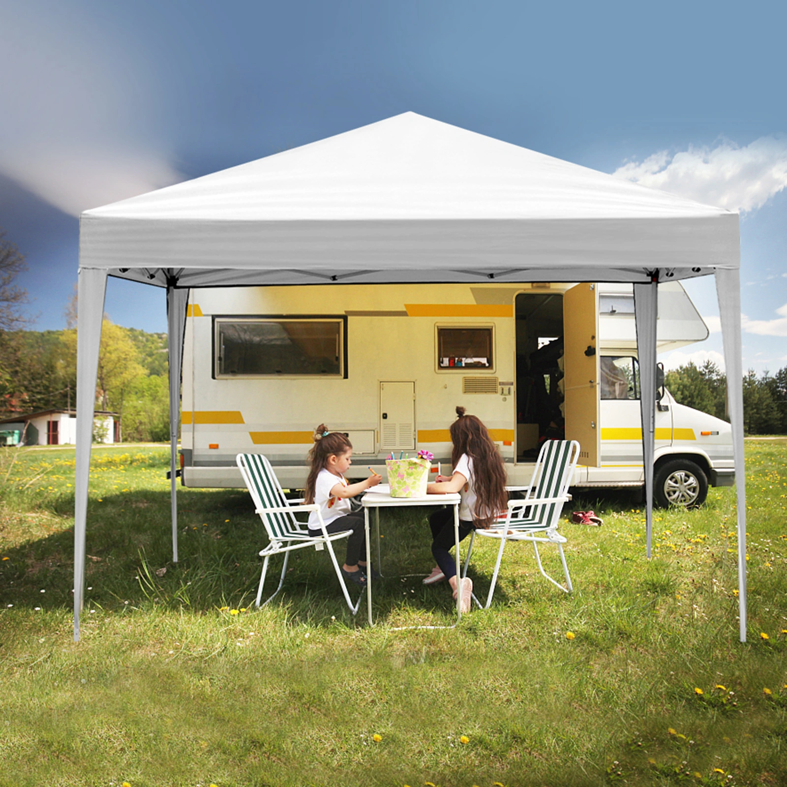 3 x 3m Two Doors & Two Windows Practical Waterproof Right-Angle Folding Tent White view 21