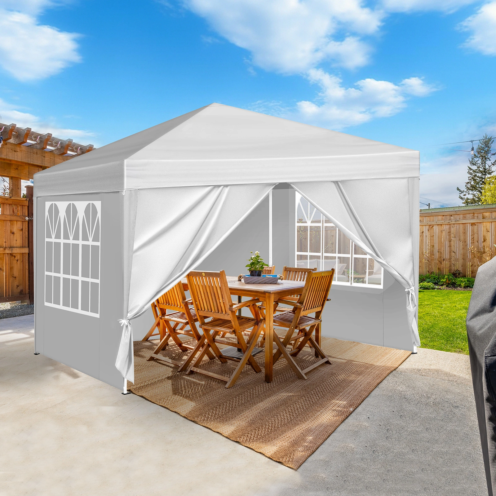 3 x 3m Two Doors & Two Windows Practical Waterproof Right-Angle Folding Tent White view 25