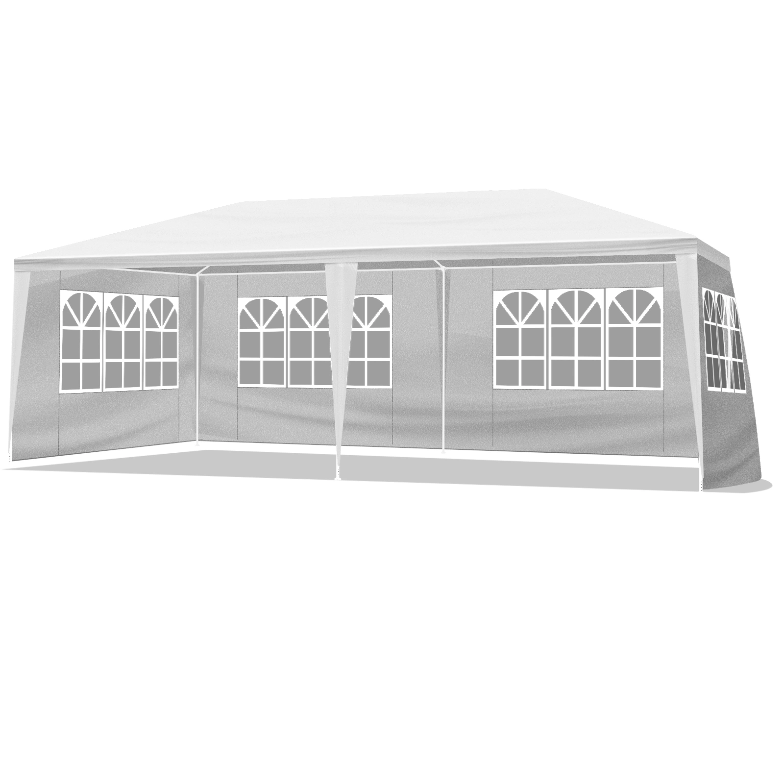 10'x20' Outdoor Party Tent Gazebo with 4 Removable Sidewalls, Waterproof Canopy for Patio Wedding Events, White view 2