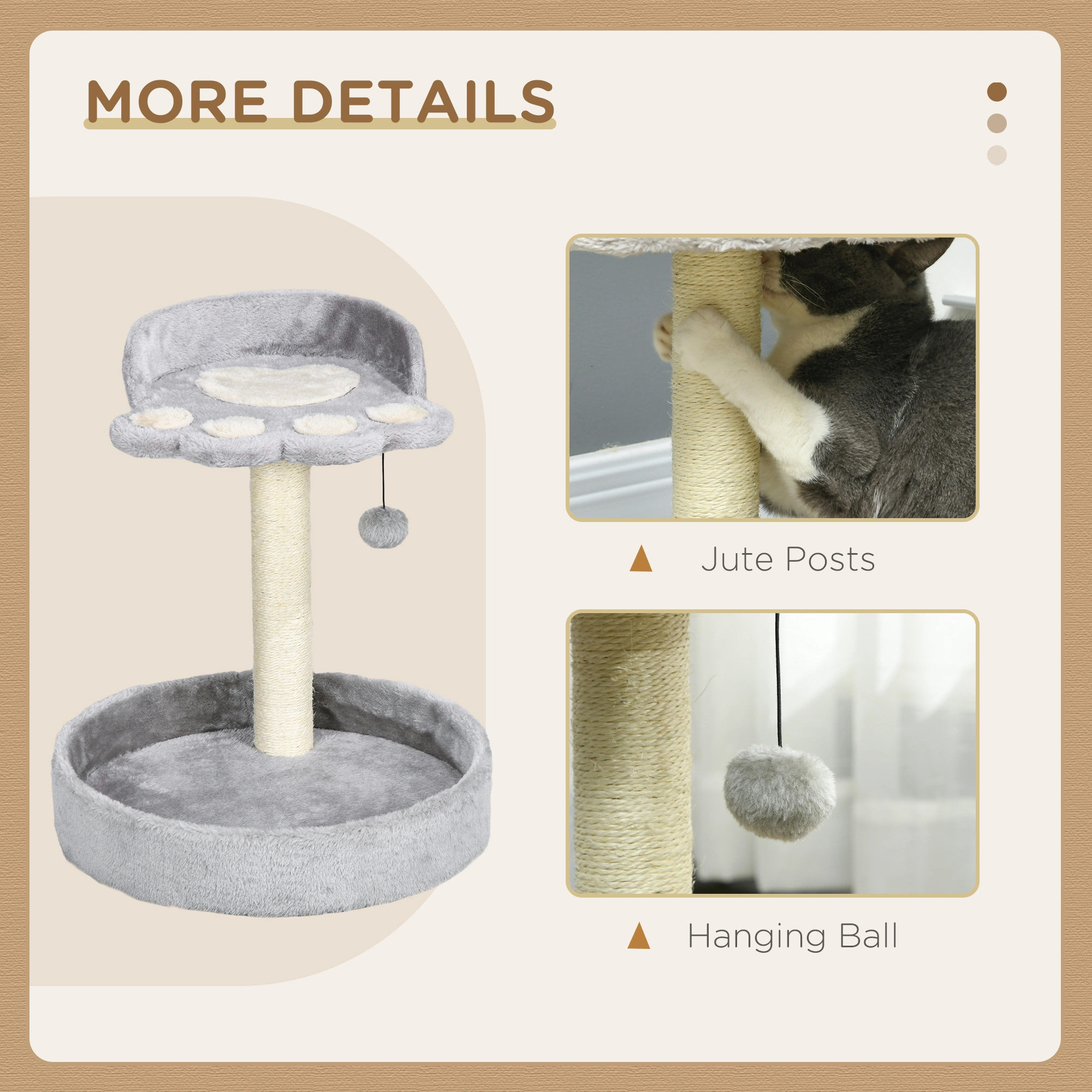 Cat Tree - Multi-Level Cat Condo with Scratching Posts, Perches, and Cozy House view 3