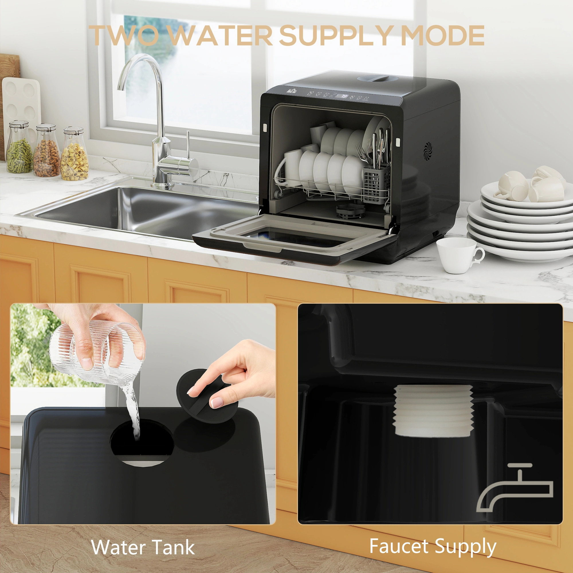 Heavy-Duty Commercial Dishwasher - Stainless Steel Countertop Dish Washing Machine with Auto Drain, Energy Efficient Kitchen Appliance view 5