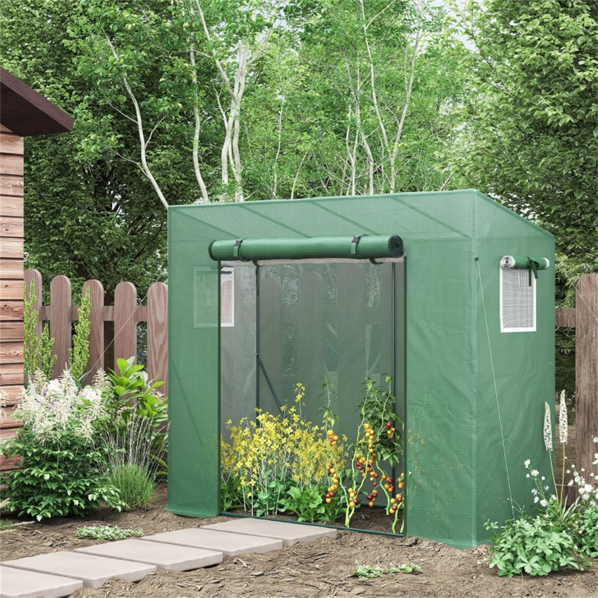 Portable Mini Walk-in Greenhouse, 6ft x 4ft Pop-up Garden Greenhouse with Side Window, PE Fabric Shelter for Outdoor Gardening, Weather Resistant Plant Grow House view 3
