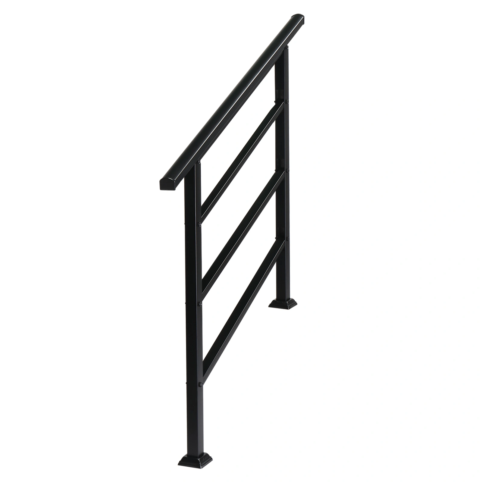 Wrought Iron Handrail for Outdoor Steps, Fits 1-4 Steps, Transitional Style with Installation Kit, Black view 4