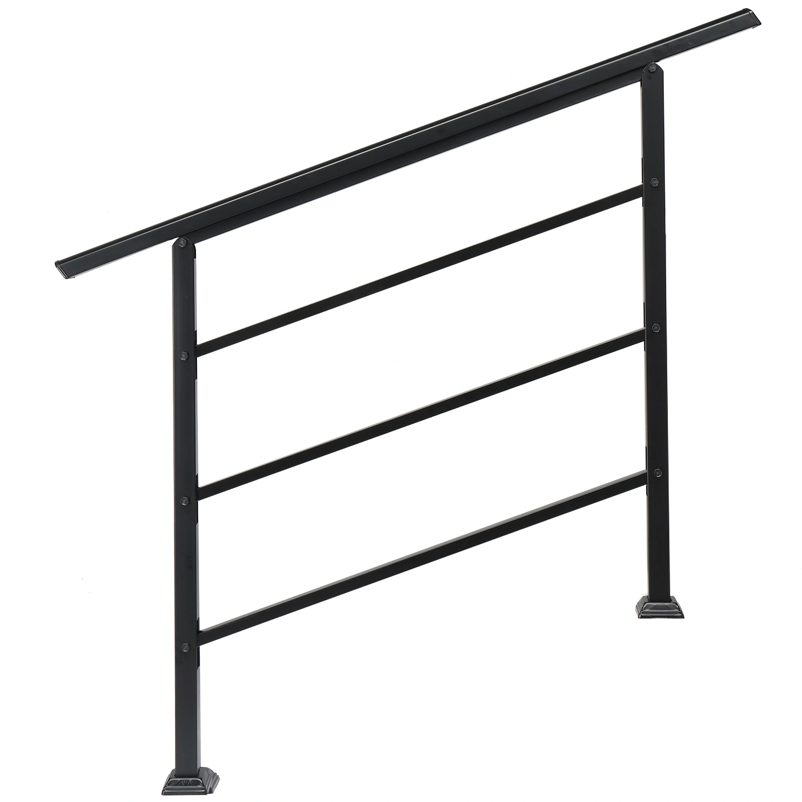 Wrought Iron Handrail for Outdoor Steps, Fits 1-4 Steps, Transitional Style with Installation Kit, Black view 5