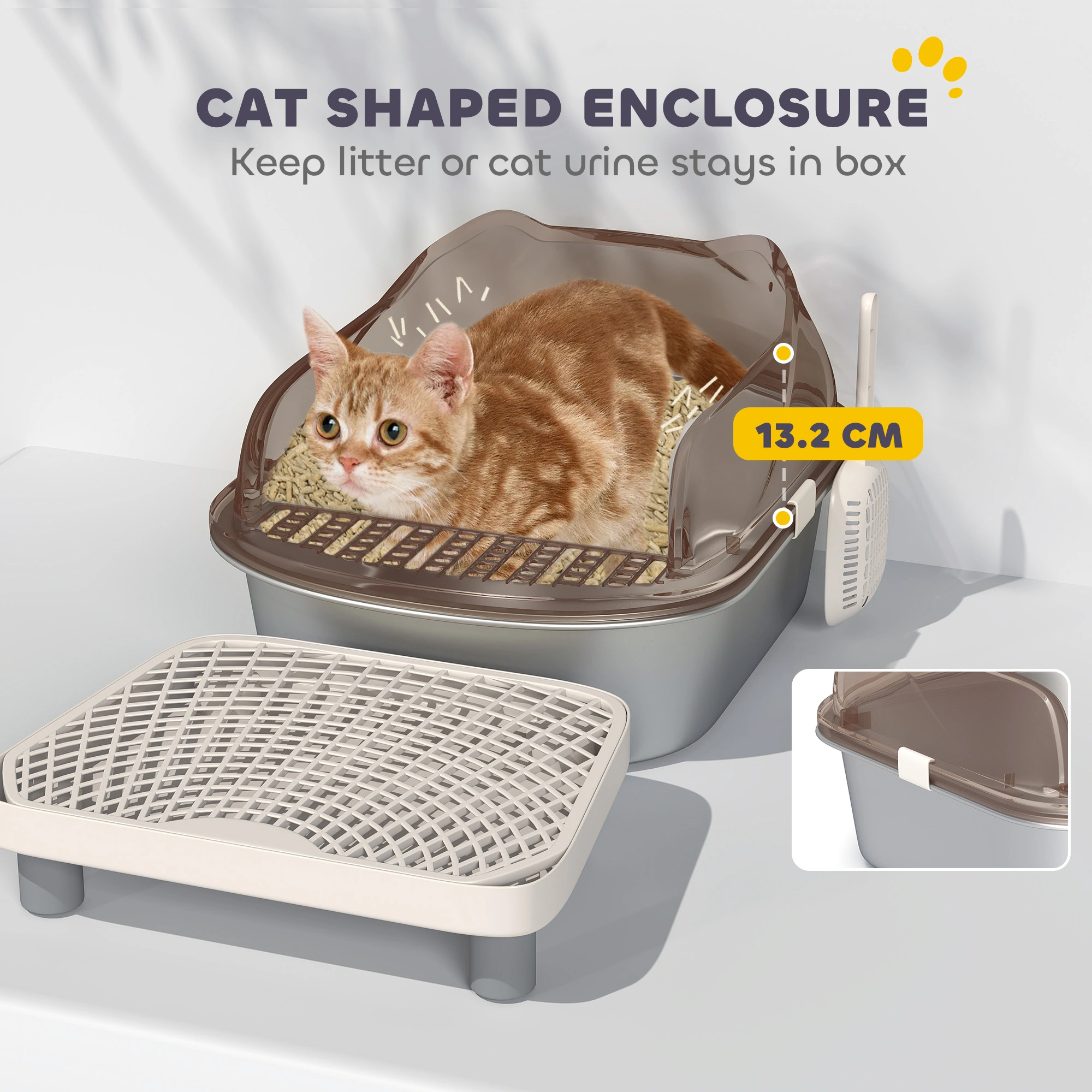 Modern Cat Litter Box with Lid, Large Self-Cleaning Litter Box for Cats, Odor Control Design