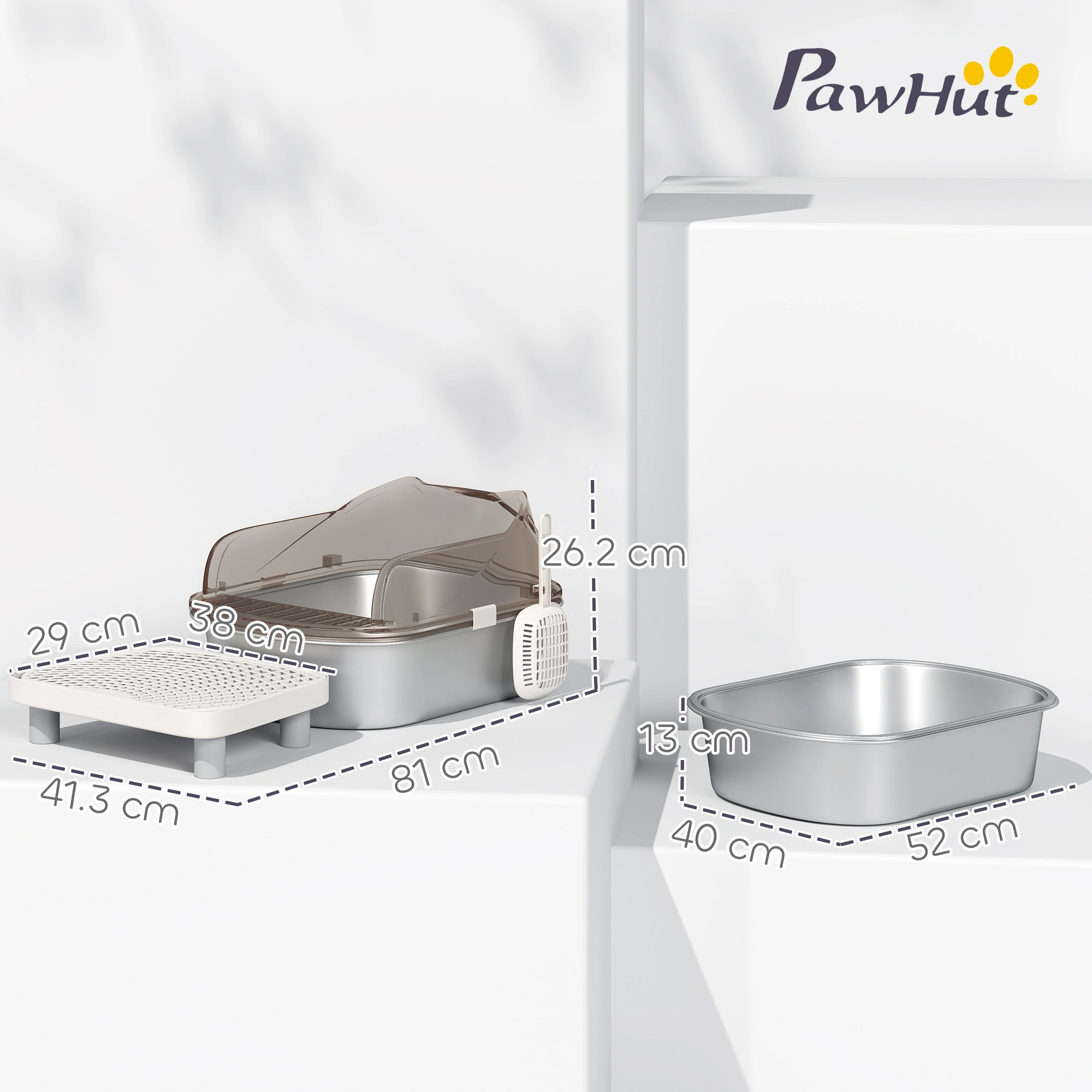 Modern Cat Litter Box with Lid, Large Self-Cleaning Litter Box for Cats, Odor Control Design view 2