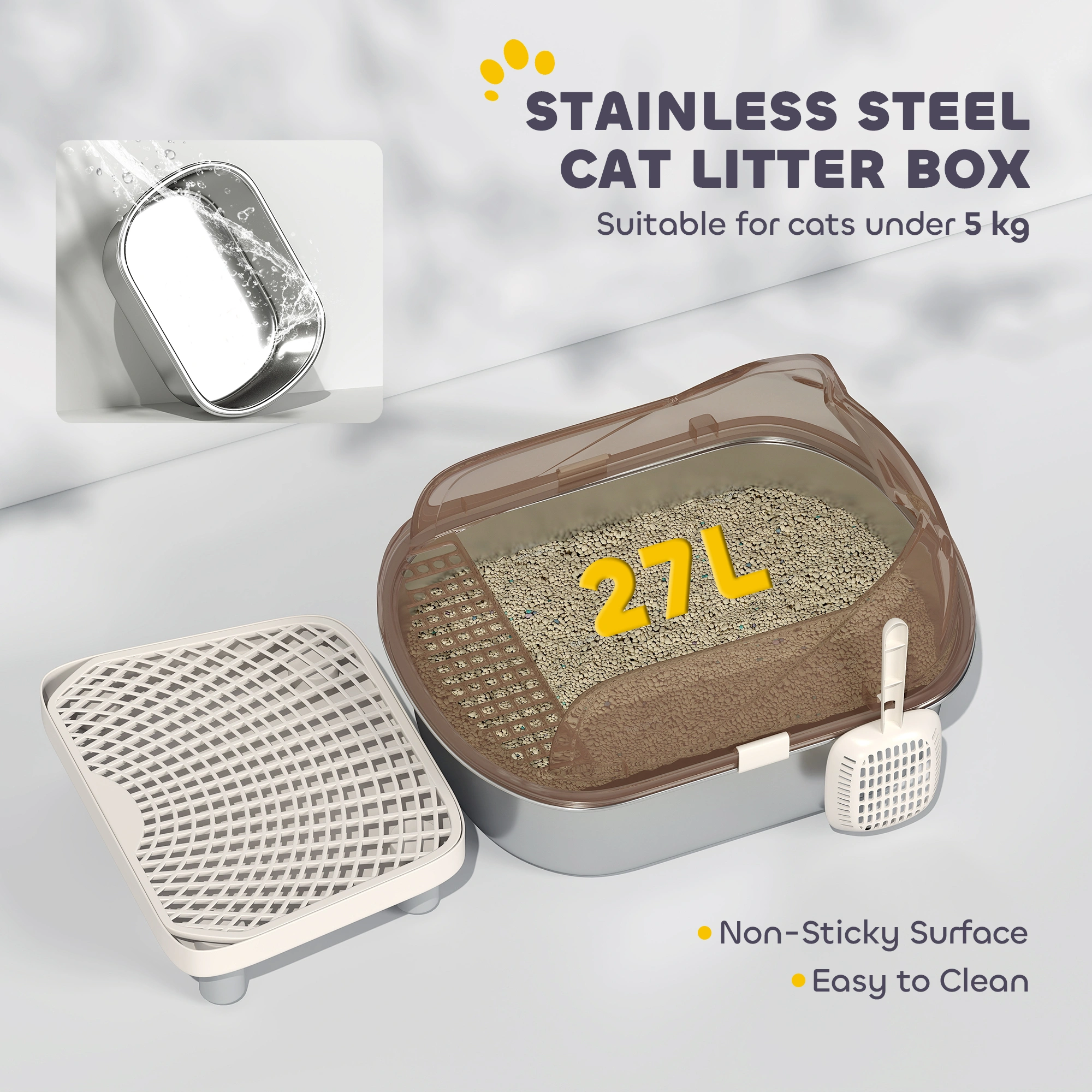 Modern Cat Litter Box with Lid, Large Self-Cleaning Litter Box for Cats, Odor Control Design view 5
